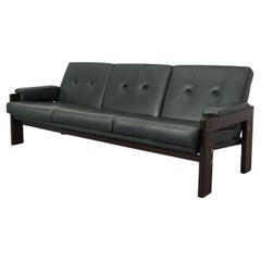 Martin Visser Wenge and Green Leather Three Seater Sofa