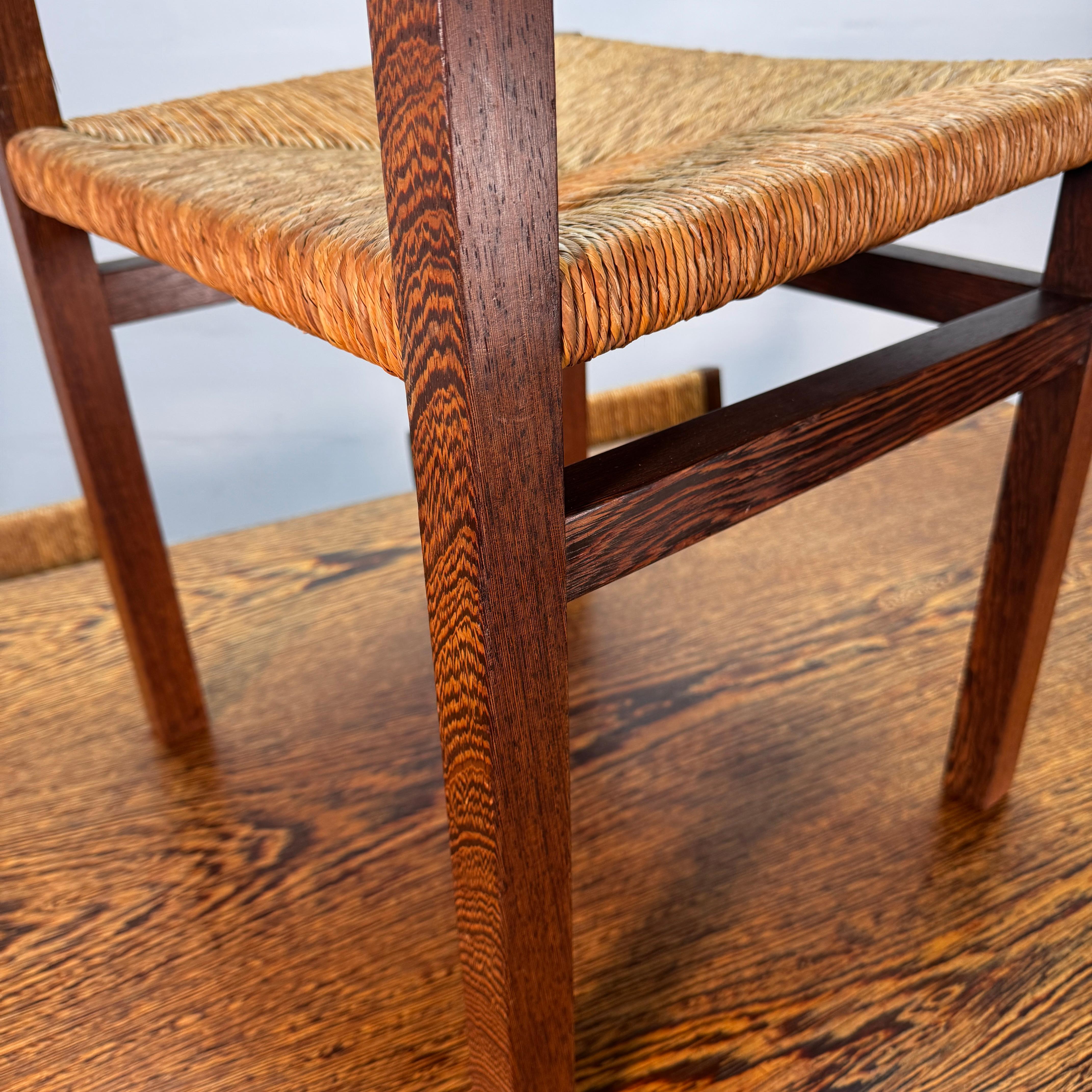 Martin Visser wengé table with 6 rush seat & back wengé chairs, Spectrum, 60's. 2