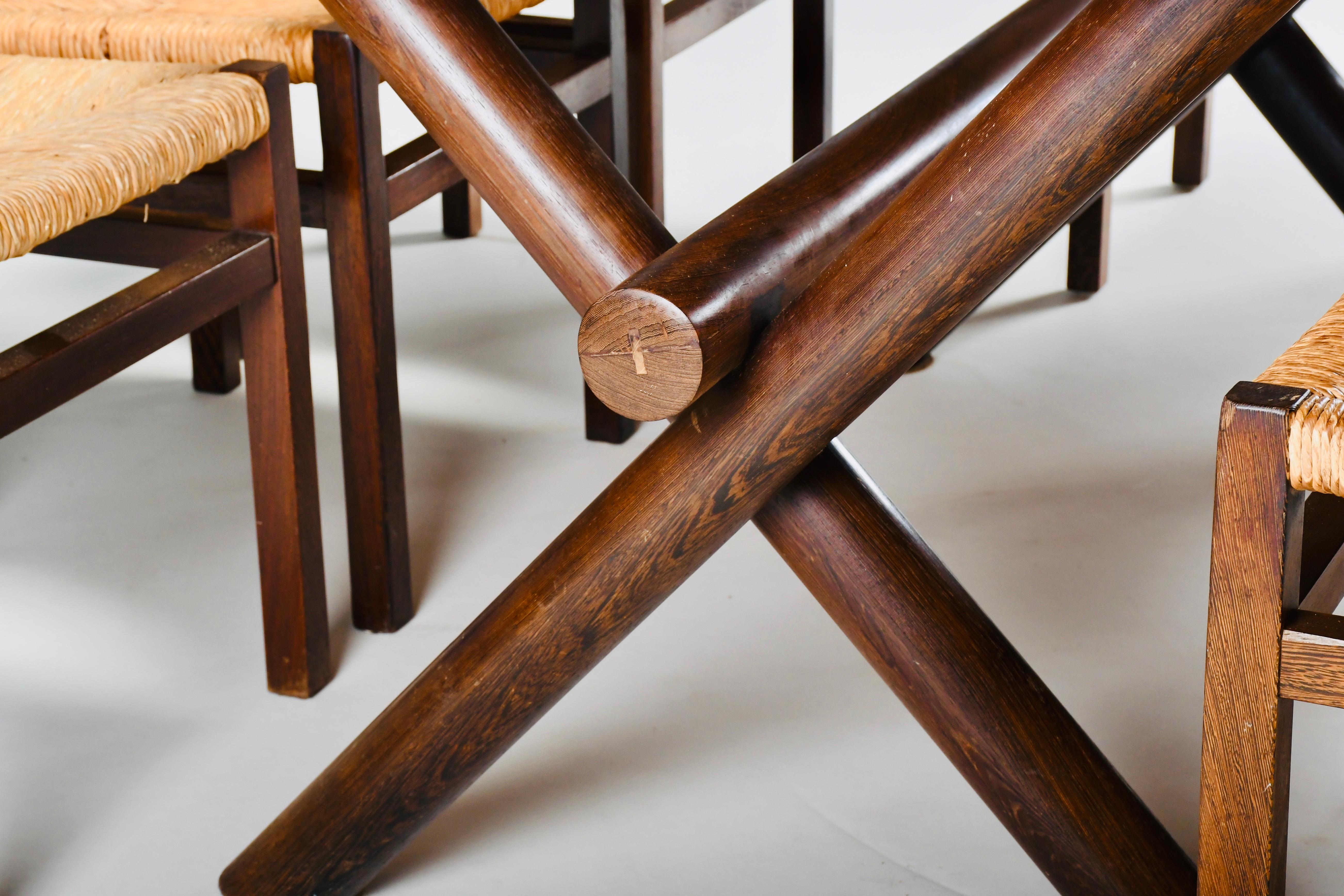 Martin Visser wengé table with 6 rush seat & back wengé chairs, Spectrum, 60's. 7