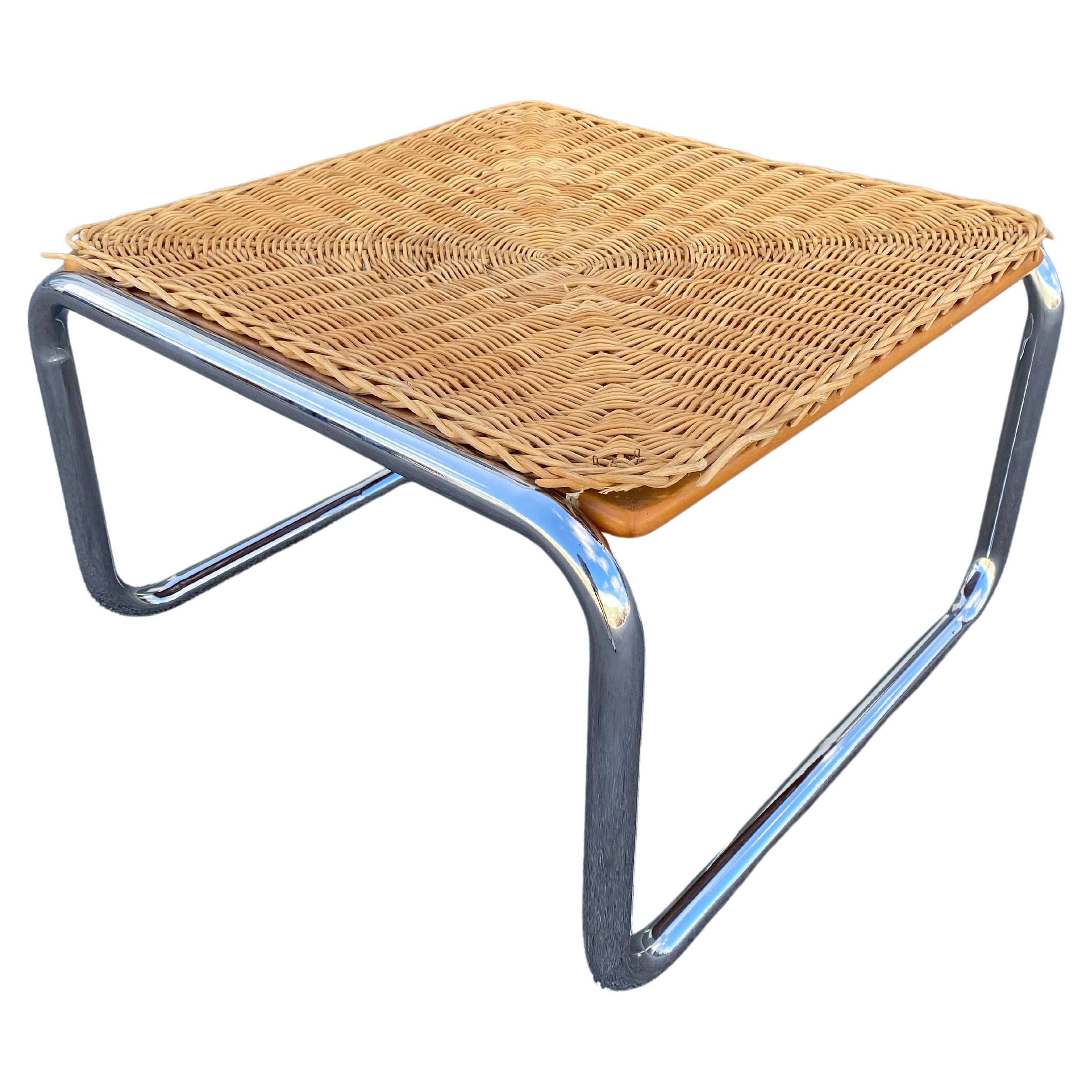 Martin Visser Wicker and Chrome Cantilever Coffee Table For Sale