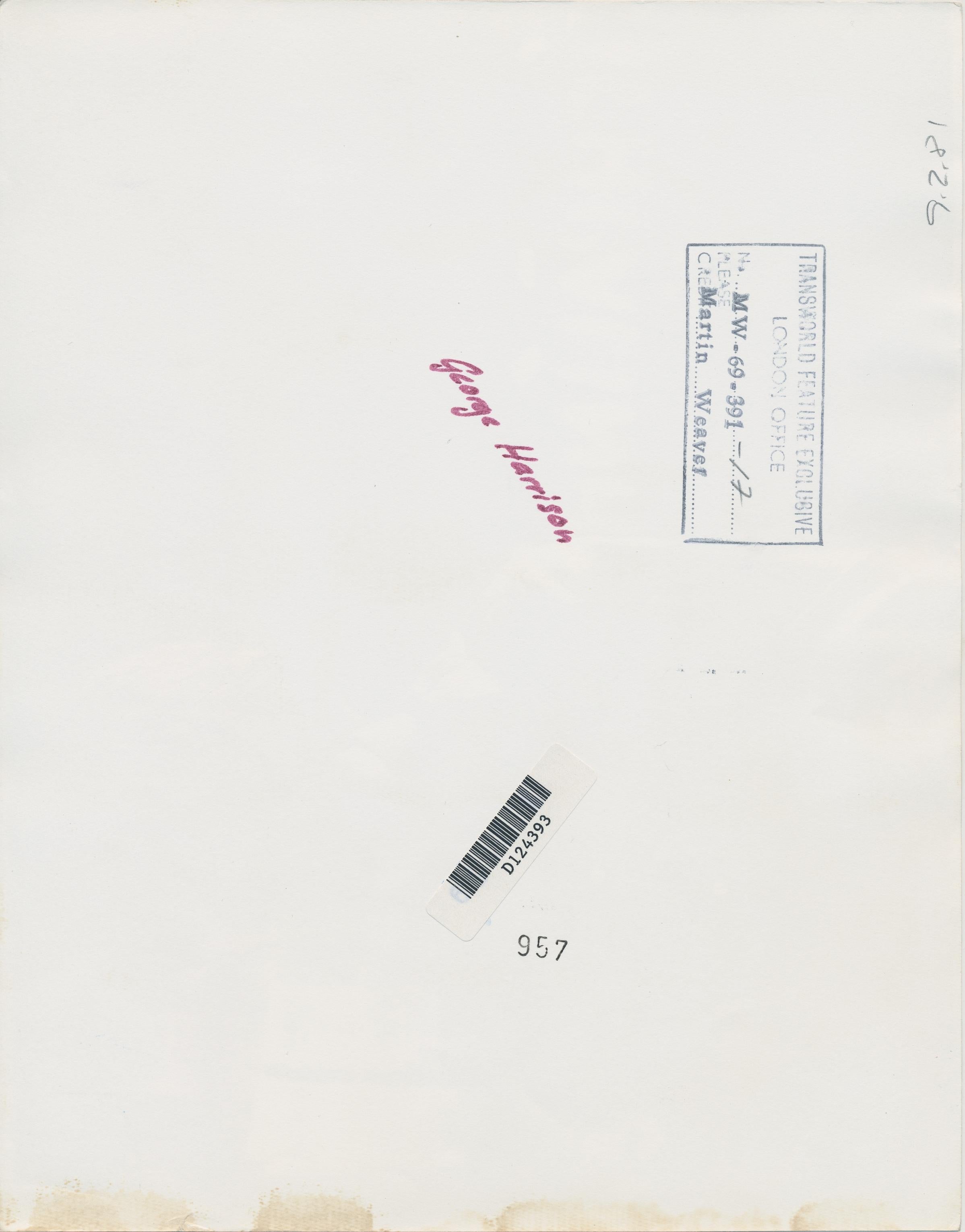 Schwarz-Weiß-Fotografie von George Harrison, ca. 1970er Jahre, 20, 3 x 25, 9 cm (Moderne), Photograph, von Martin Weaver
