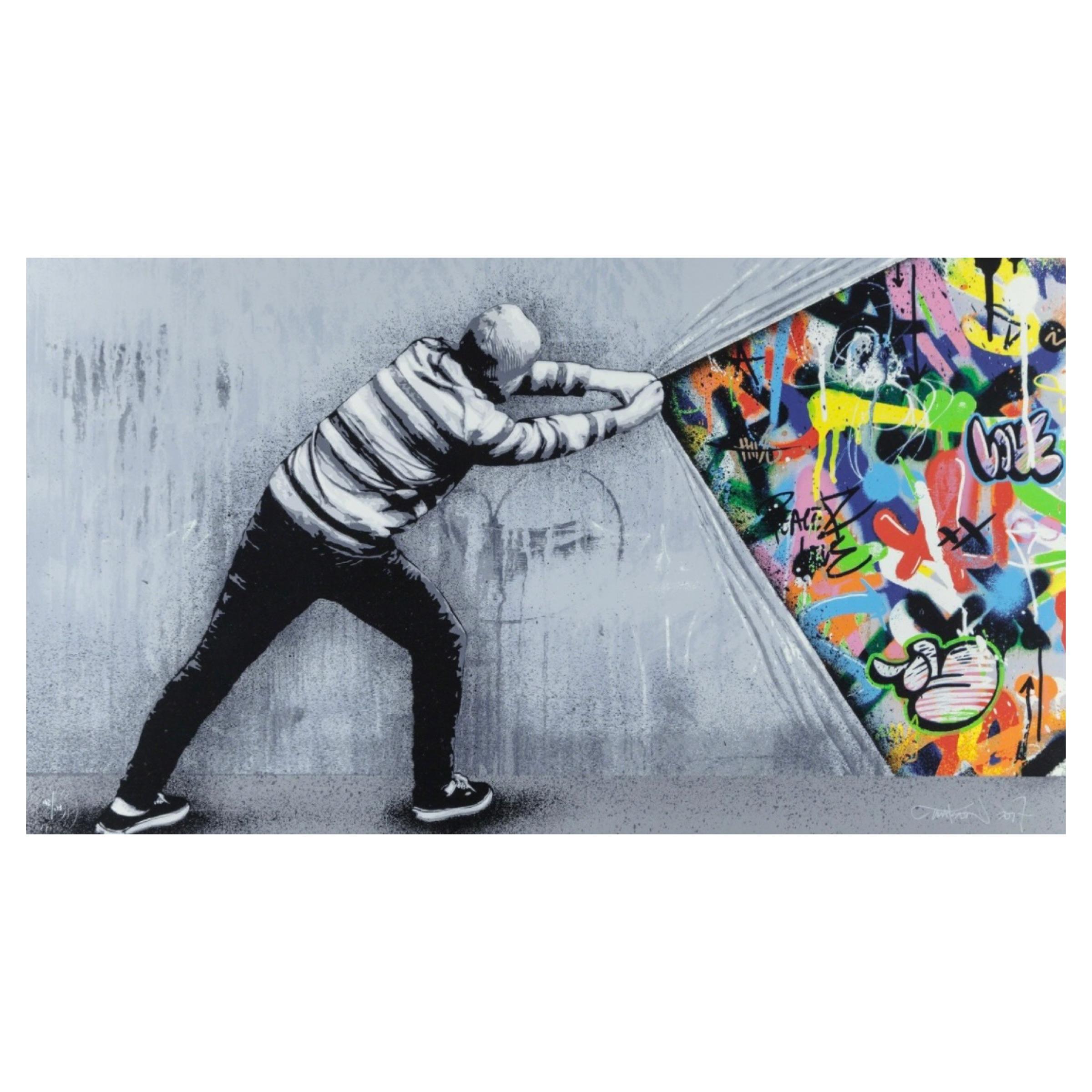 Behind The Curtain Screenprint by Martin Whatson 