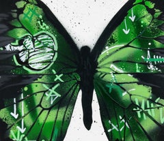 Butterfly (Green), by Martin Whatson, Original Piece, Street Art Stencil