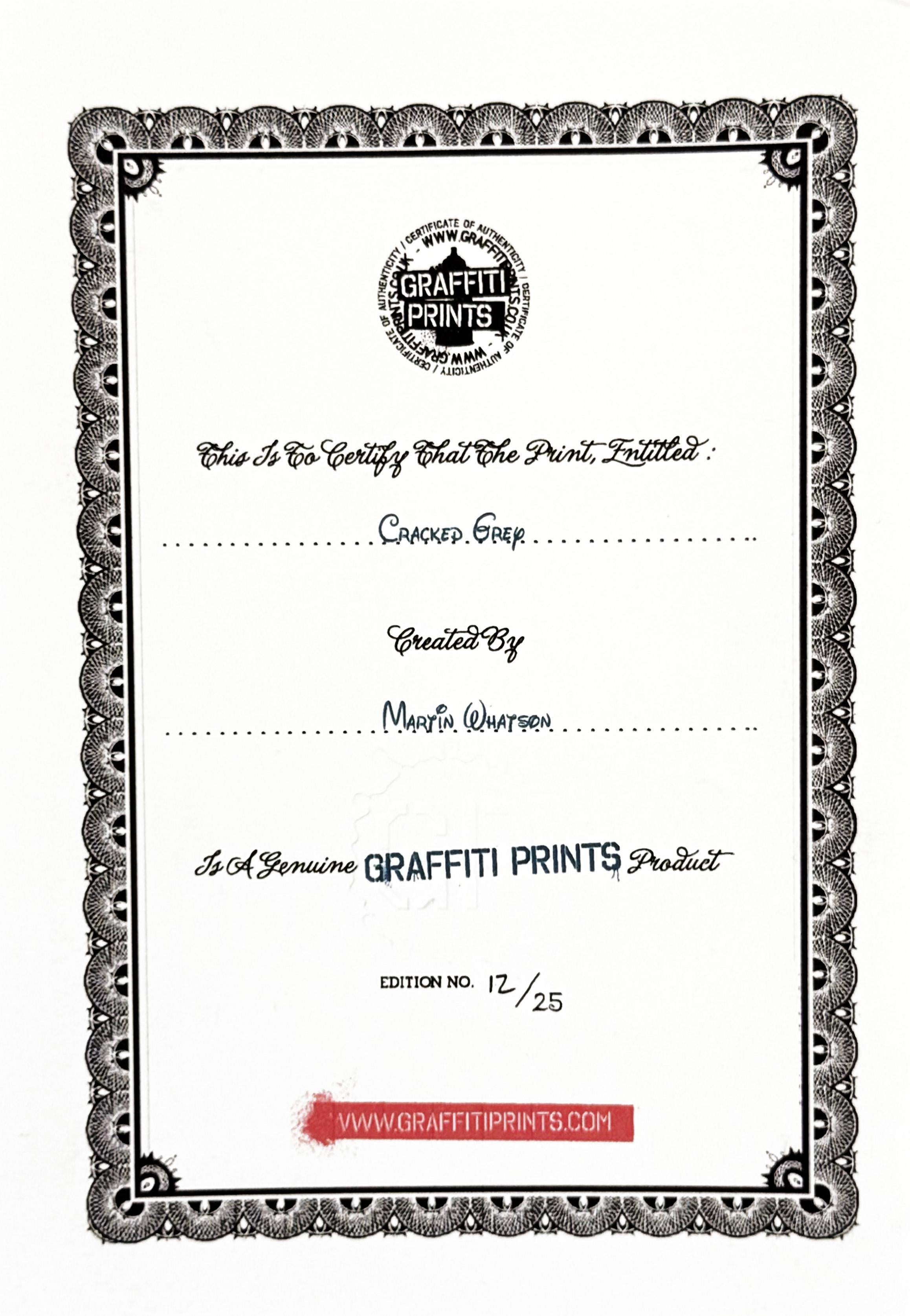 30 color screen print on 300 somerset paper with embossed heart.  Hand signed and dated lower right by Martin Whatson.  Hand numbered 12/25 lower left.  Artwork size 39.3 x 27.5 inches.  Frame size 46 x 34 inches.

Artwork is in excellent condition.