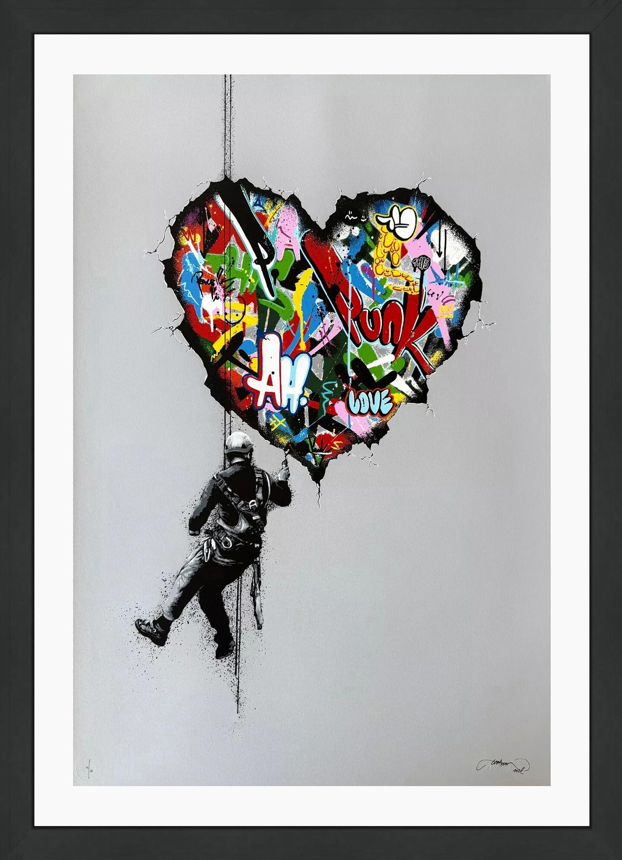 Martin Whatson Figurative Print - Cracked (rare grey variant signed screen print)