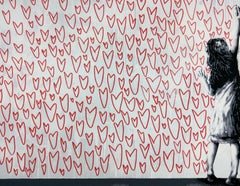 Less Is More 1/1 Red Hearts, Original Piece by Martin Whatson Street Art Stencil