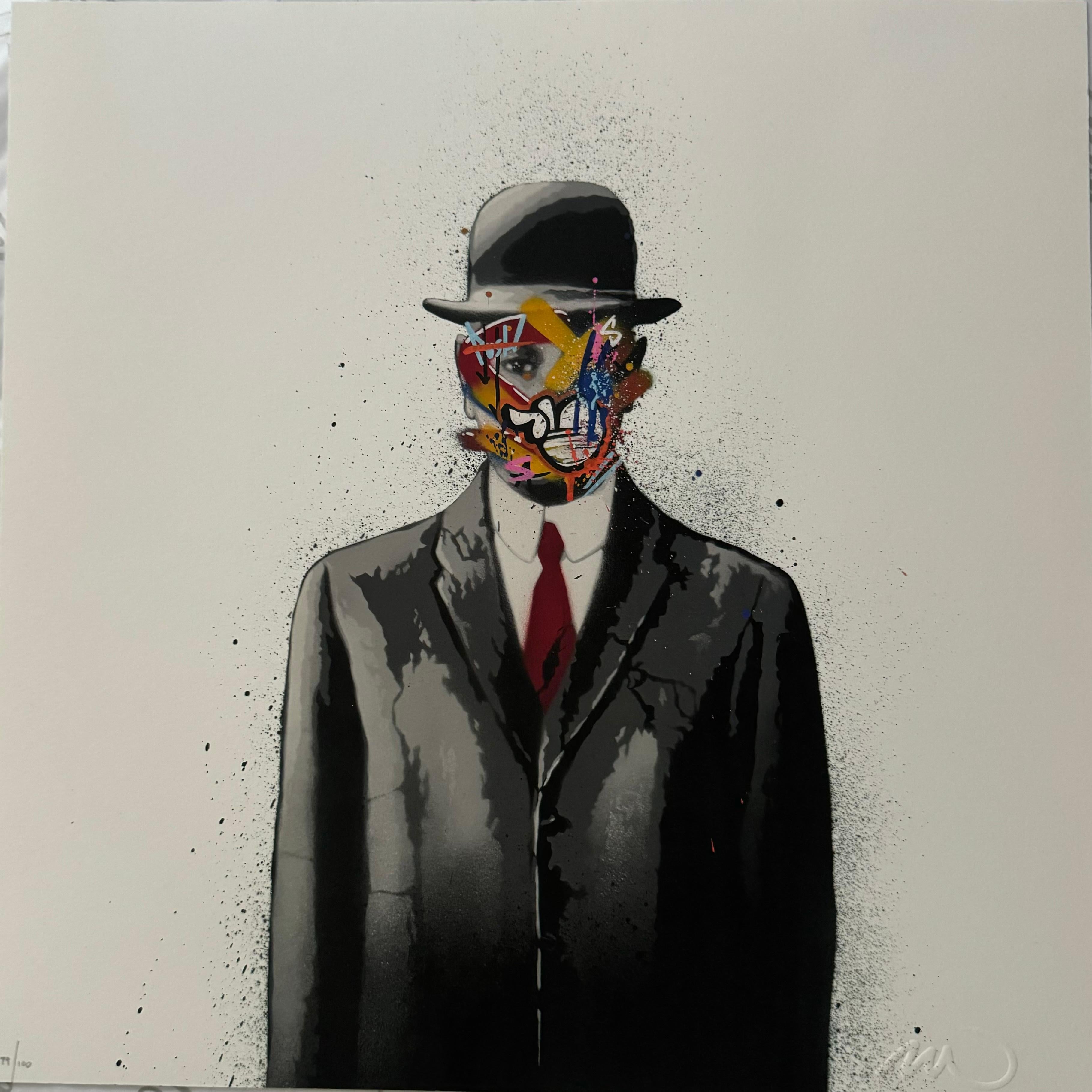 For sale is a stunning Martin Whatson "Son of Man" mini print,  with a gorgeous peach square background. Measuring at 12 inches by 12 inches and embossed with his signature, this screenprint is a true work of art that will make a beautiful addition