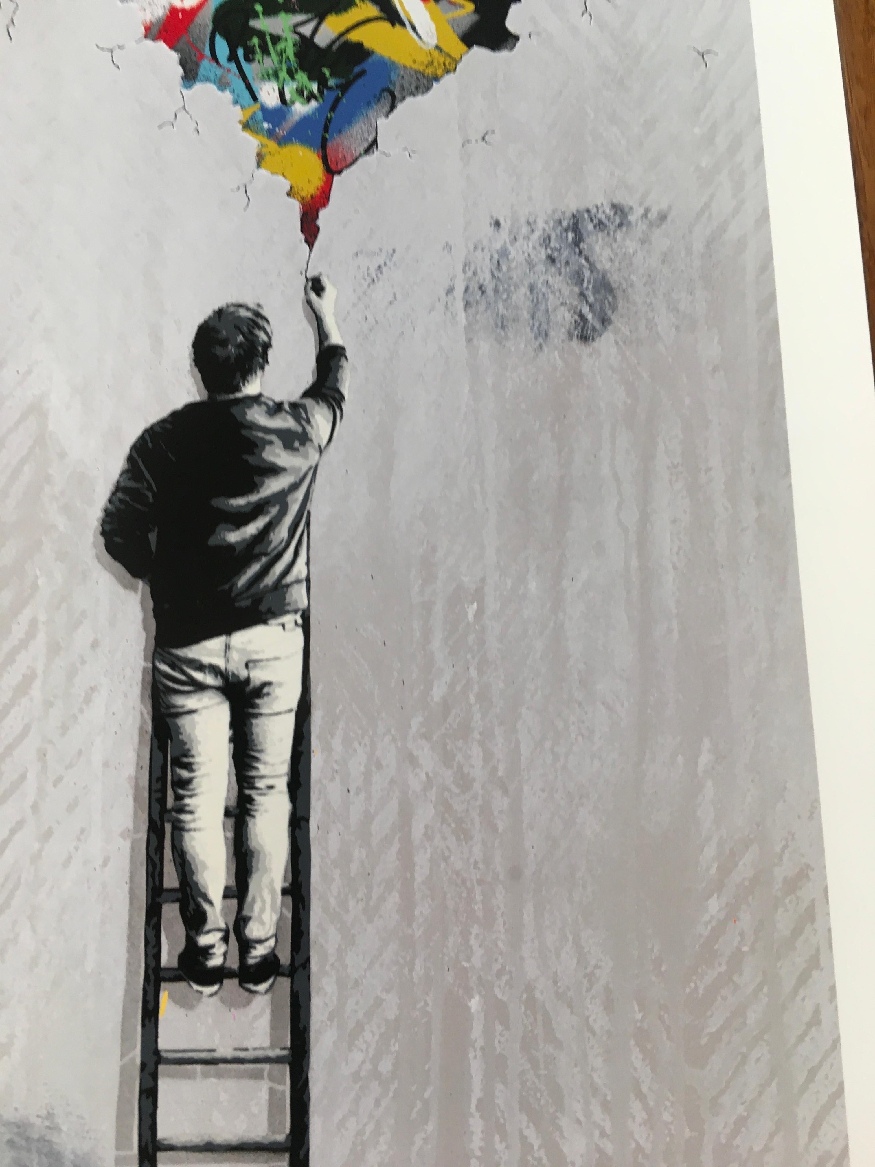 THE CRACK, 2021 Giclee with 7 Colour Screenprint - Street Art Print by Martin Whatson