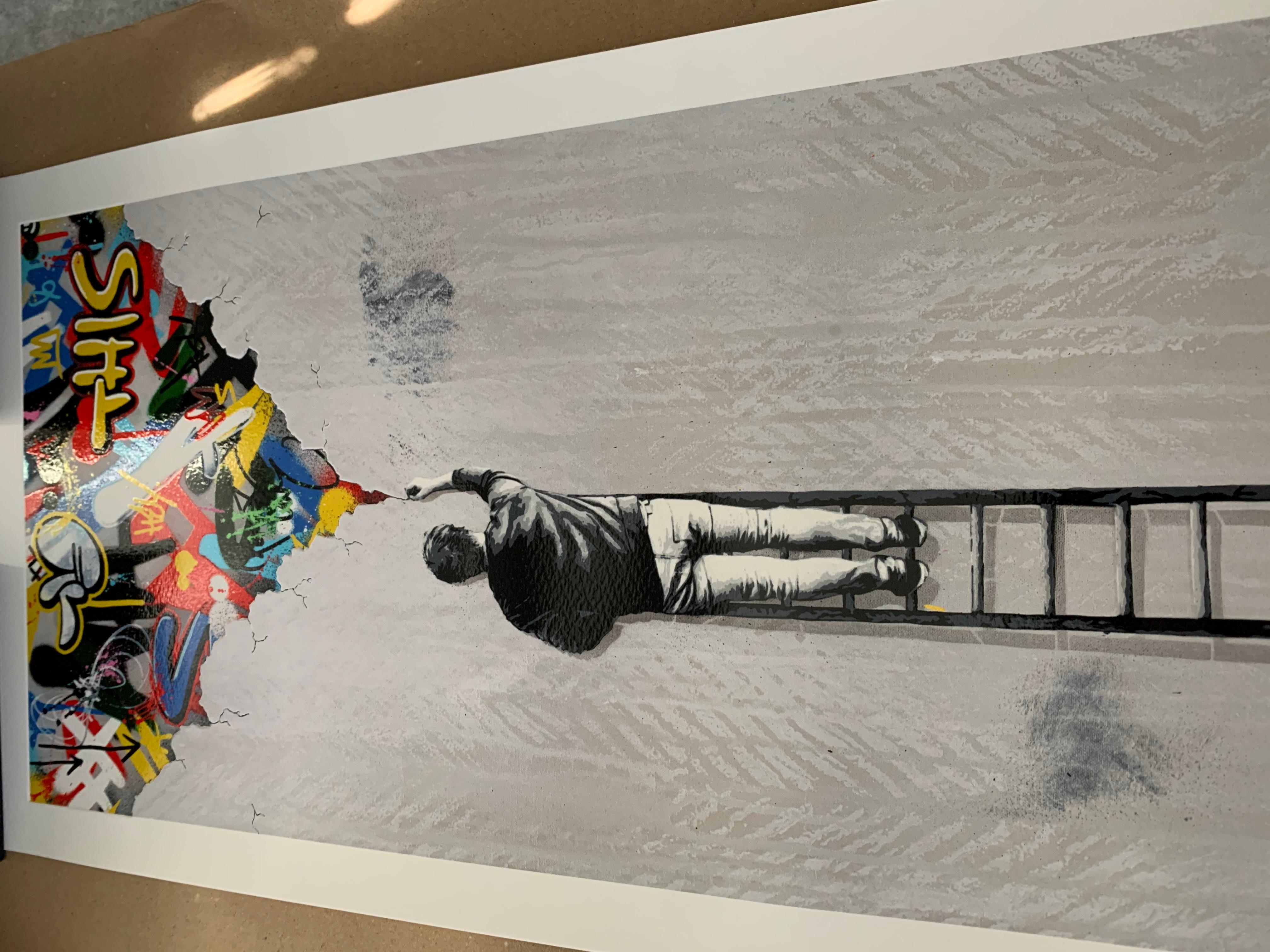MARTIN WHATSON THE CRACK Timed Edition Screen print COA Stamped Graffiti Prints.



Giclee with 7 Colour Screen Print On 300 Gsm Somerset satin Paper
Paper embossed around the crack for a 3D effect with the graffiti in the background
Open