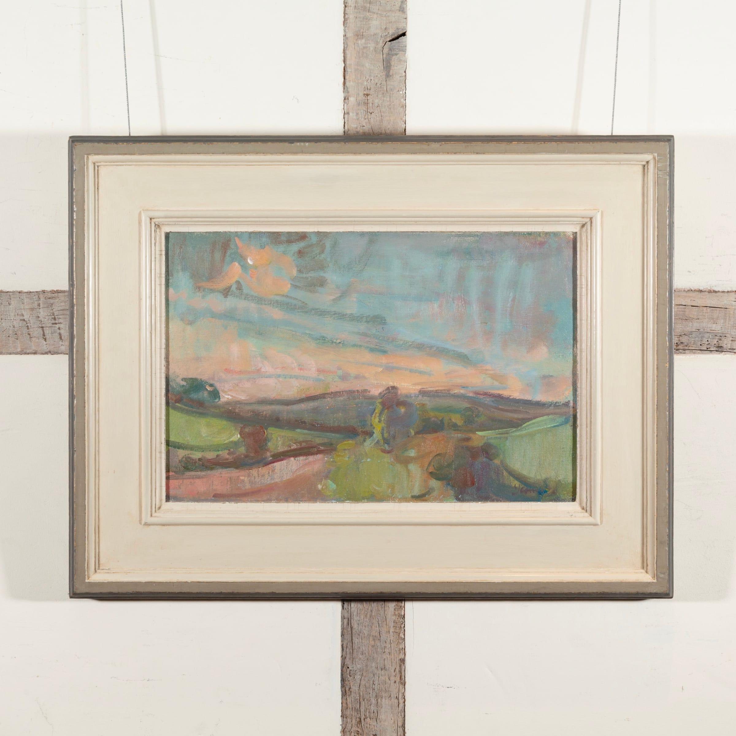 Deverills, soirée, peinture à l'huile sur toile de Martin Yeoman, 2022 en vente 1