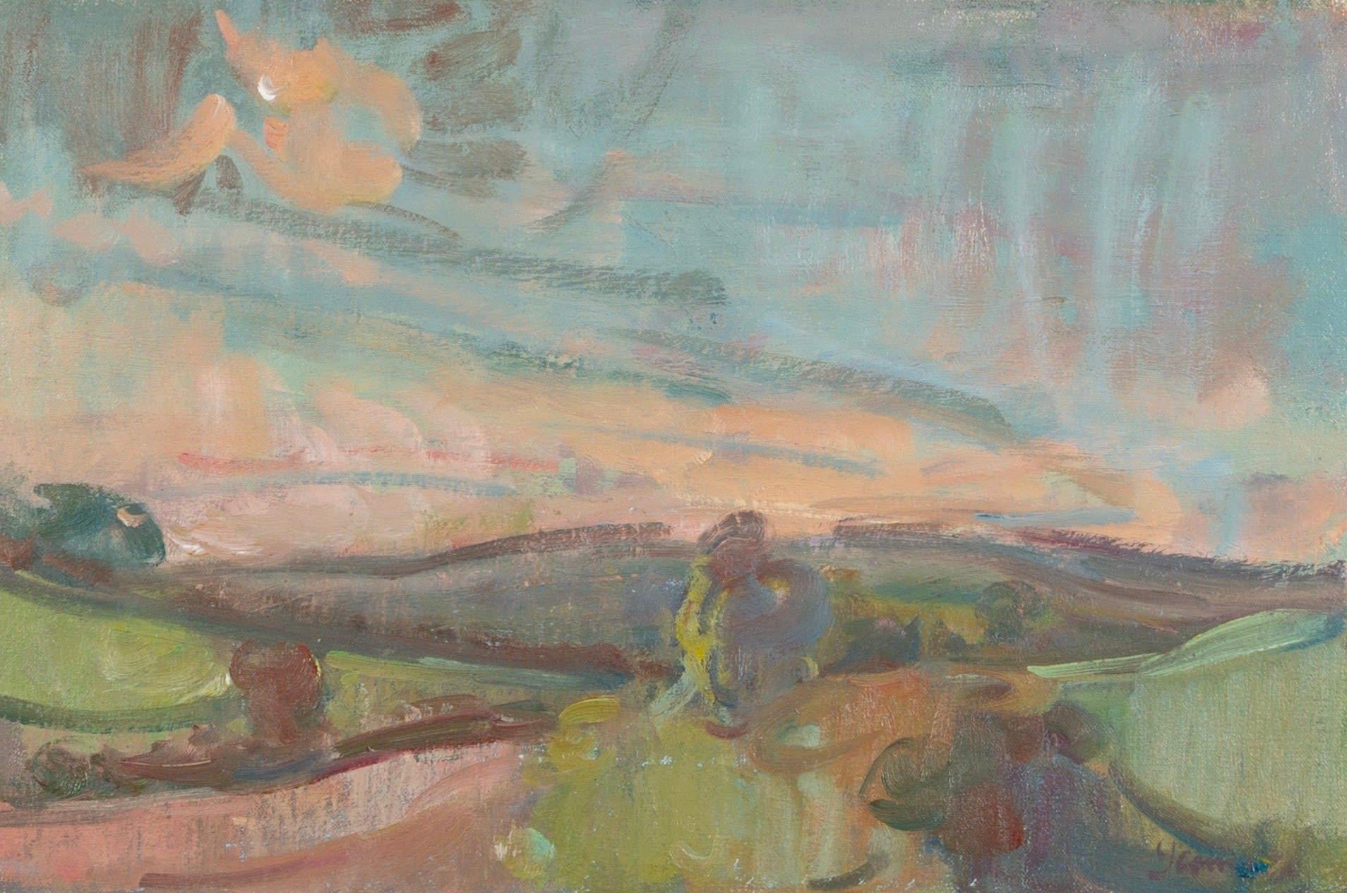 Deverills, soirée, peinture à l'huile sur toile de Martin Yeoman, 2022