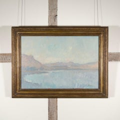 Galilee - Contemporary Neutral Coloured Landscape Oil Painting, Blue + Grey