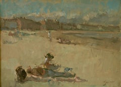 HOLIDAY BEACH WEYMOUTH.Martin Yeoman NEAC.RP contemporary British artist