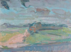 Landscape with Trees (Pink) Painting by Martin Yeoman, 2023