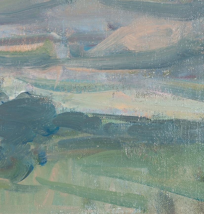 Mirando a través de la llanura de Salisbury. Mediados del verano de 2024
óleo sobre lienzo colocado sobre tabla
17 x 31 cm
6 3/4 x 12 1/4 in

Martin Yeoman nació en 1953 y estudió con Peter Greenham en la Royal Academy Schools de Londres de 1975 a