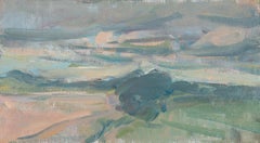 Guardando attraverso la pianura di Salisbury. Metà estate, 2024 - Paesaggio dipinto a olio