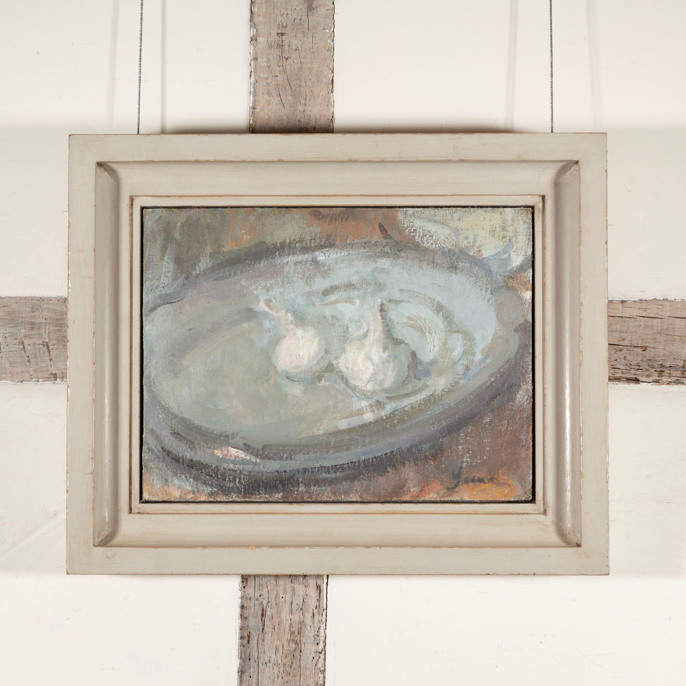 Garlic on French Plate, Gemälde von Martin Yeoman, 2016 im Angebot 1