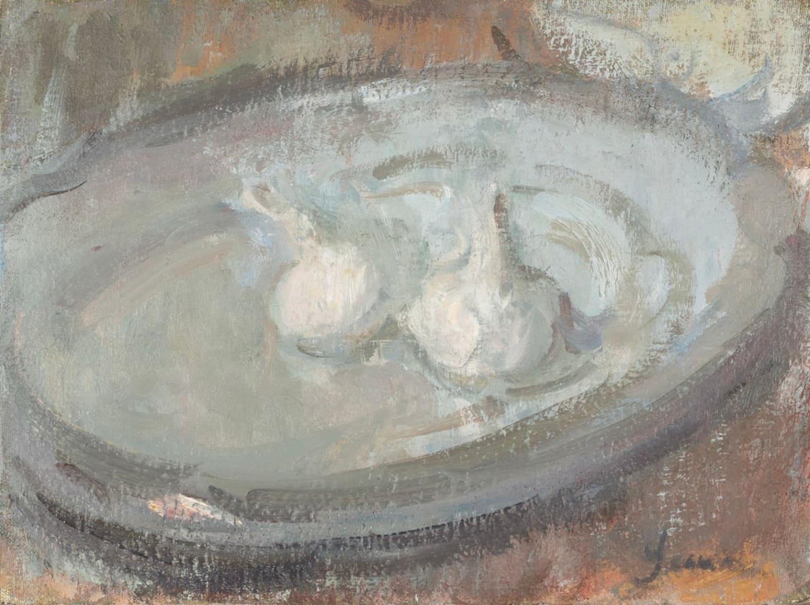 Two Garlic on French Plate Painting by Martin Yeoman B. 1953, 2016

Additional information:
Medium: Oil on panel
Dimensions: 23.5 x 31 cm
9 1/4 x 12 1/4 in

Martin Yeoman was born in 1953, and studied with Peter Greenham at the Royal Academy