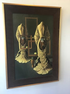 Martin Zerolo Surrealist Oil on Canvas of Monkeys