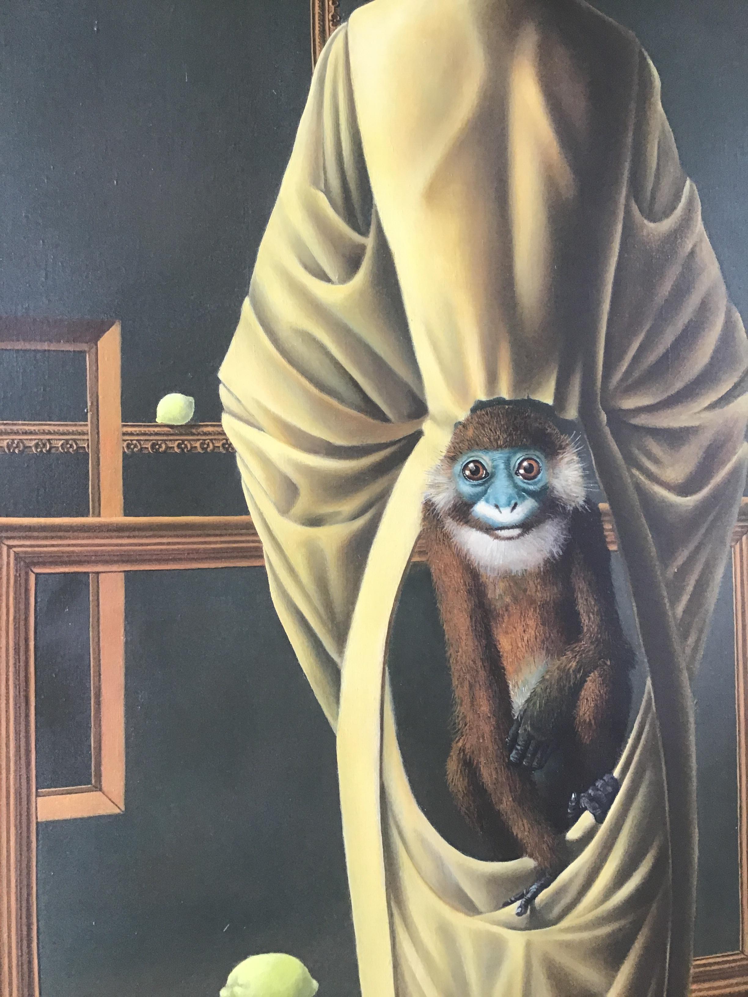 Martin Zerolo Surrealist Oil on Canvas of Monkeys 1