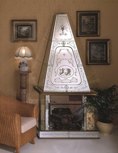 "Martina" Bar Fire Place in Murano Glass Mirror by Fratelli Tosi Murano