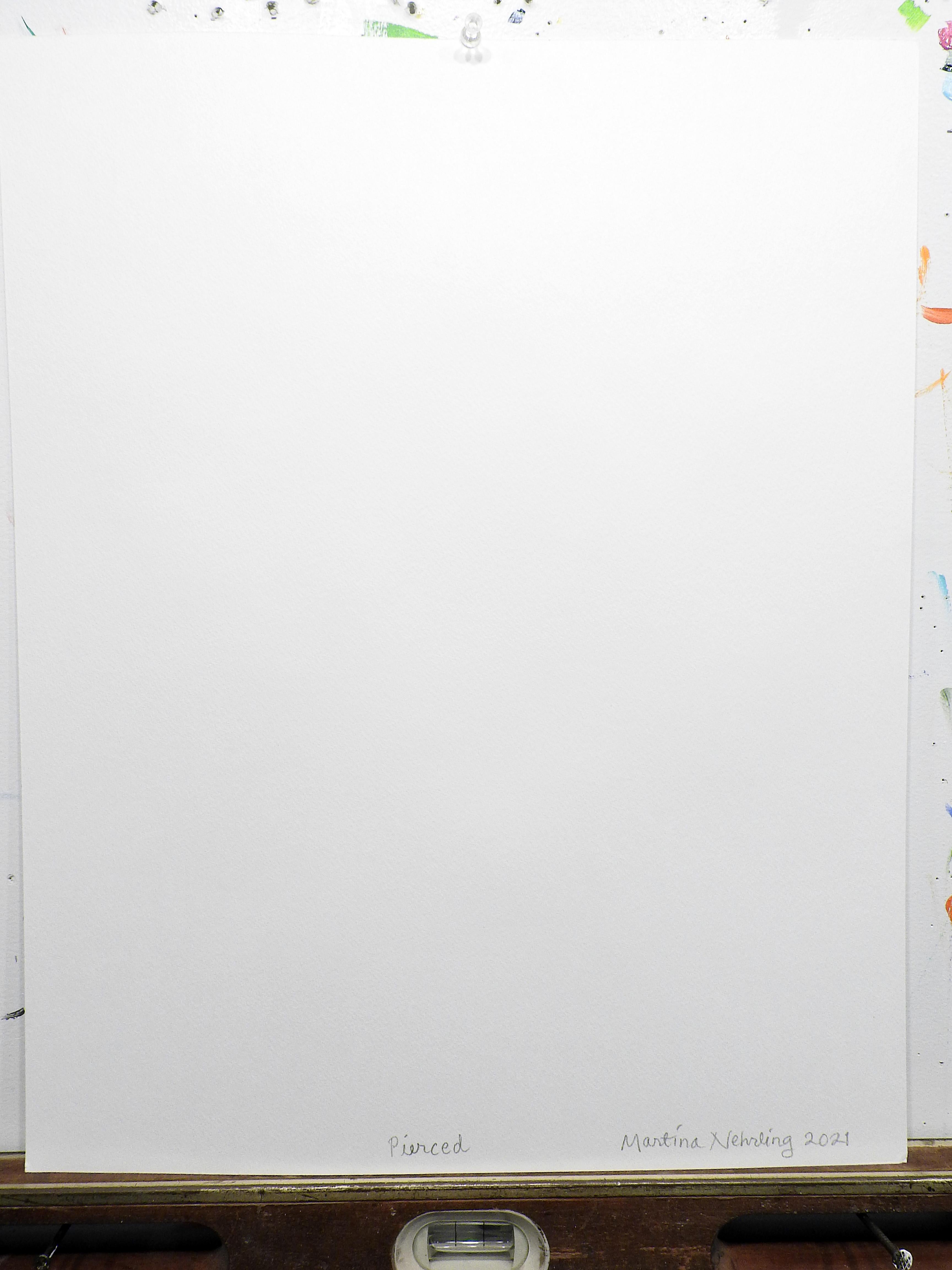 Trafitto (Pittura astratta) - Abstract Drawing Bianco di Martina Nehrling