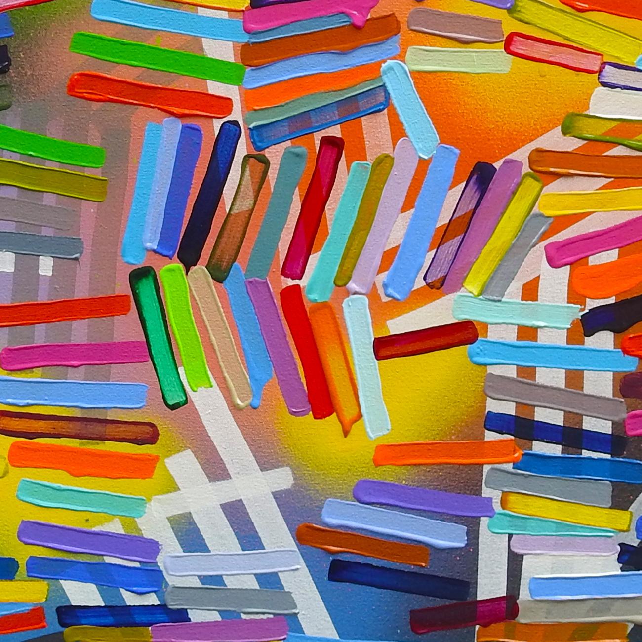 The Waters Above The Waters Below (Abstraktes Gemälde)
Acryl auf Leinwand - Ungerahmt.

Martina Nehrling ist eine amerikanische abstrakte Künstlerin, deren dynamische und reich strukturierte Gemälde kaleidoskopische Welten aus Mustern, Farben,