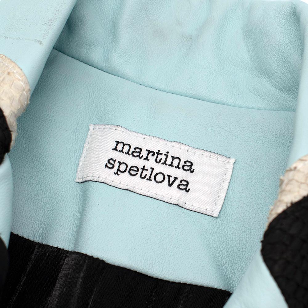 Women's Martina Spetlova Blue Woven Leather Coat - Size US10 For Sale
