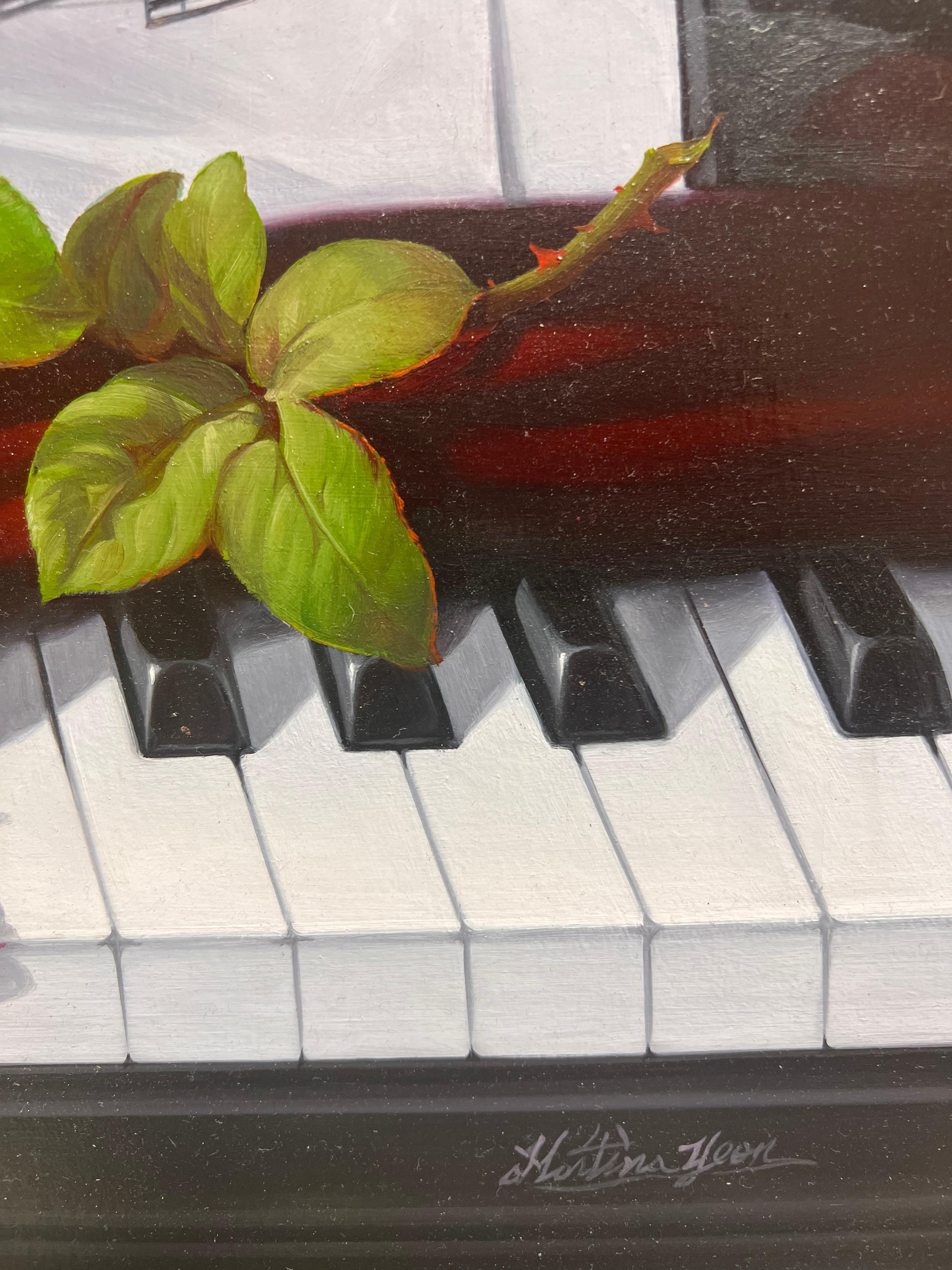 Rose on a Piano - Painting by Martina Yeon 