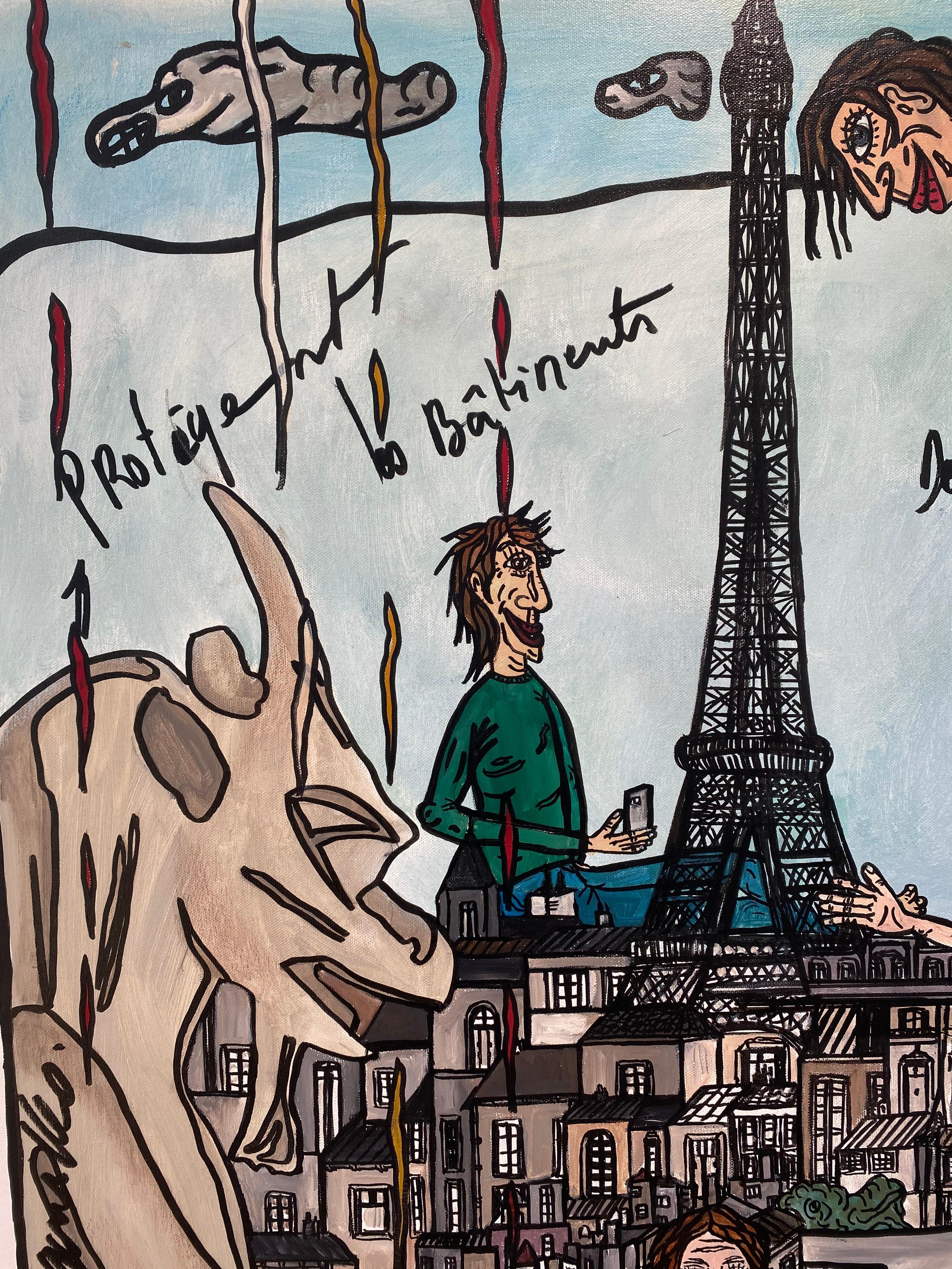 Les gargouilles veillent - Painting by Martine Coloos