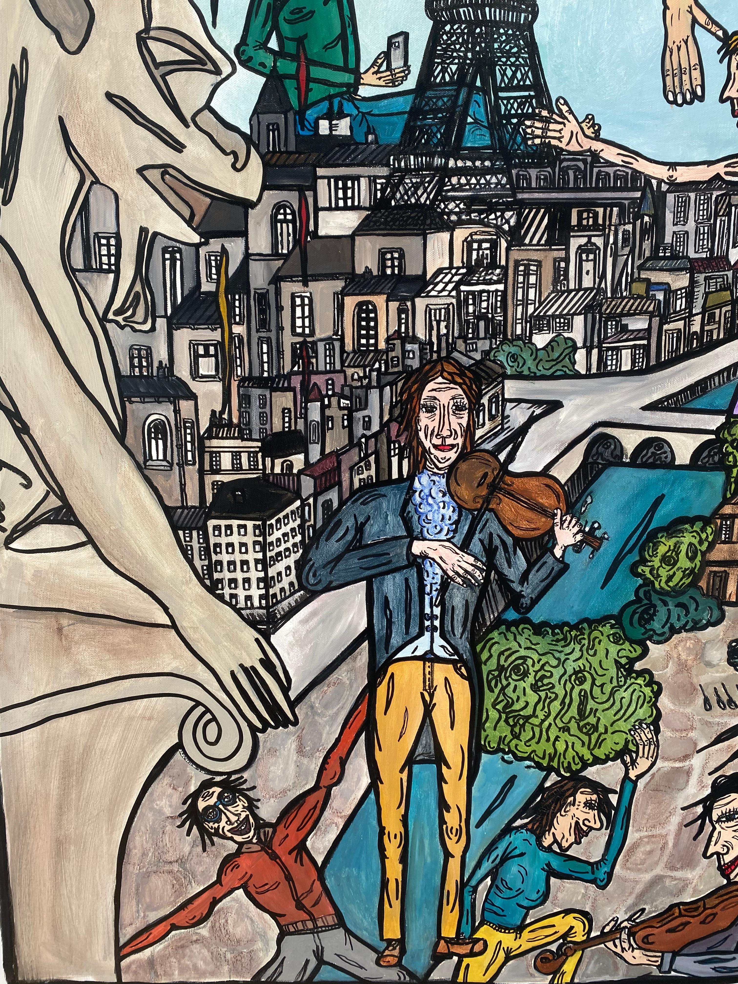 Martine Coloos (B.1970)
Les gargouilles veillent
Mixed media on canvas
120 x 100 cm / 47.24 x 39.37 inches
2023

Née en 1970, Martine Coloos est autodidacte. Elle commence à peindre avec sa mère alors qu’elle n’a que 4 ans. Elle fut dès son plus