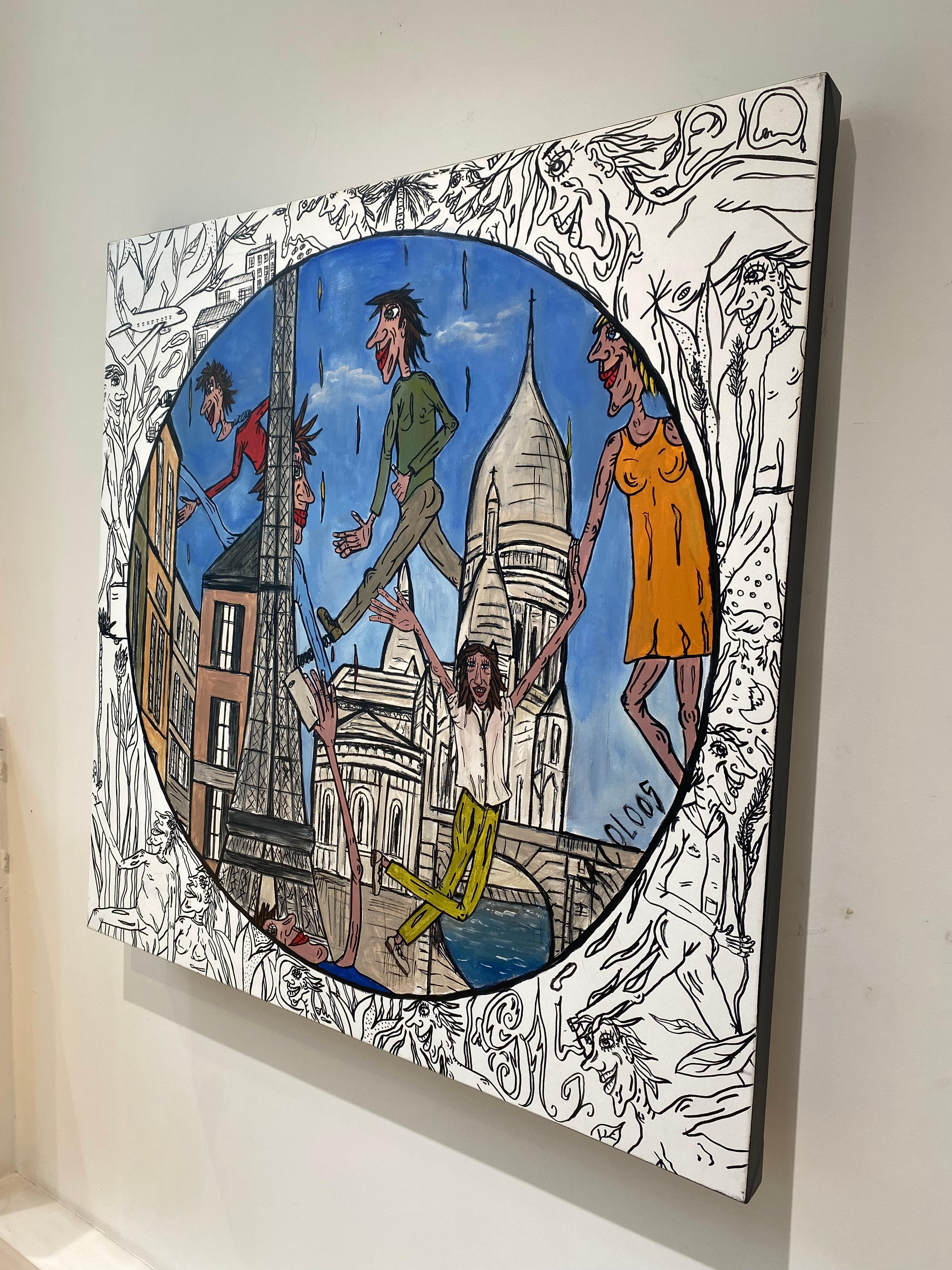 Paris et ses monuments - Painting by Martine Coloos