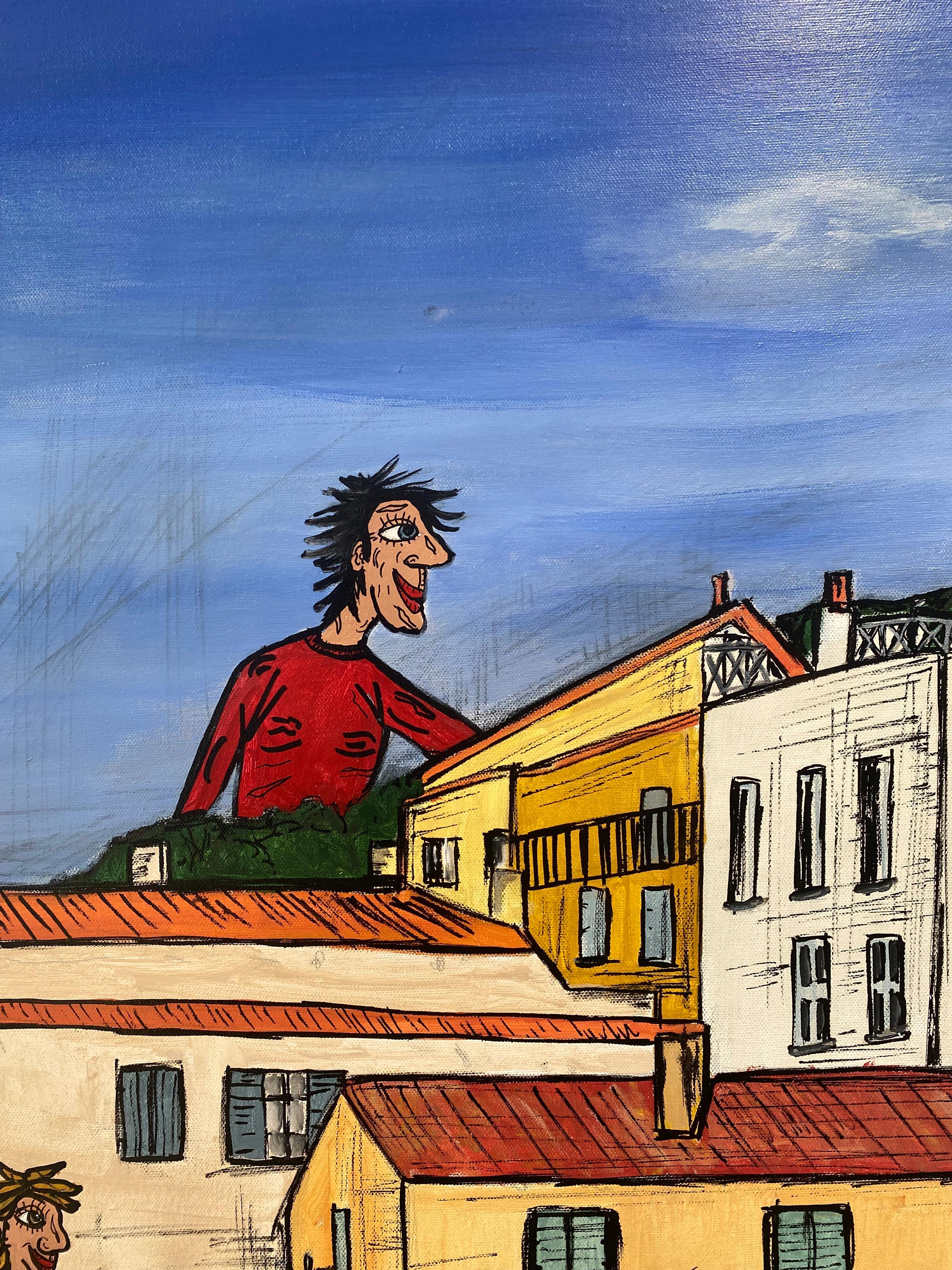 Saint Tropez - Gray Figurative Painting by Martine Coloos