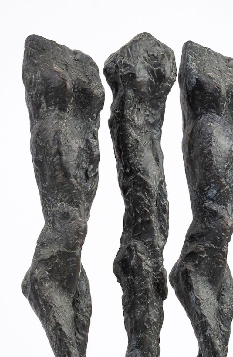 In Line by M. Demal - Bronze sculpture, group of female figures, semi-abstract - Gold Figurative Sculpture by Martine Demal