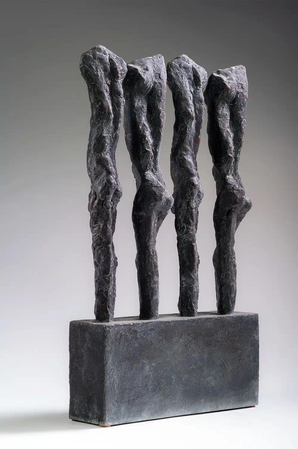 In Line de M. Demal - Sculpture en bronze, groupe de figures féminines, semi-abstraite en vente 5