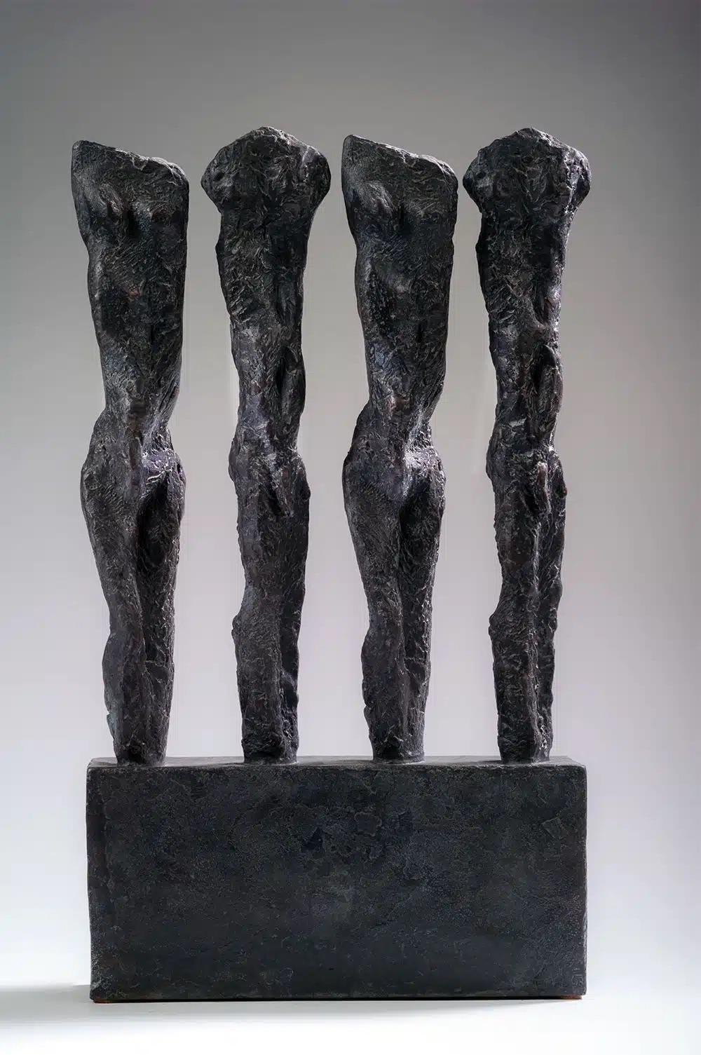 In Line de M. Demal - Sculpture en bronze, groupe de figures féminines, semi-abstraite en vente 6