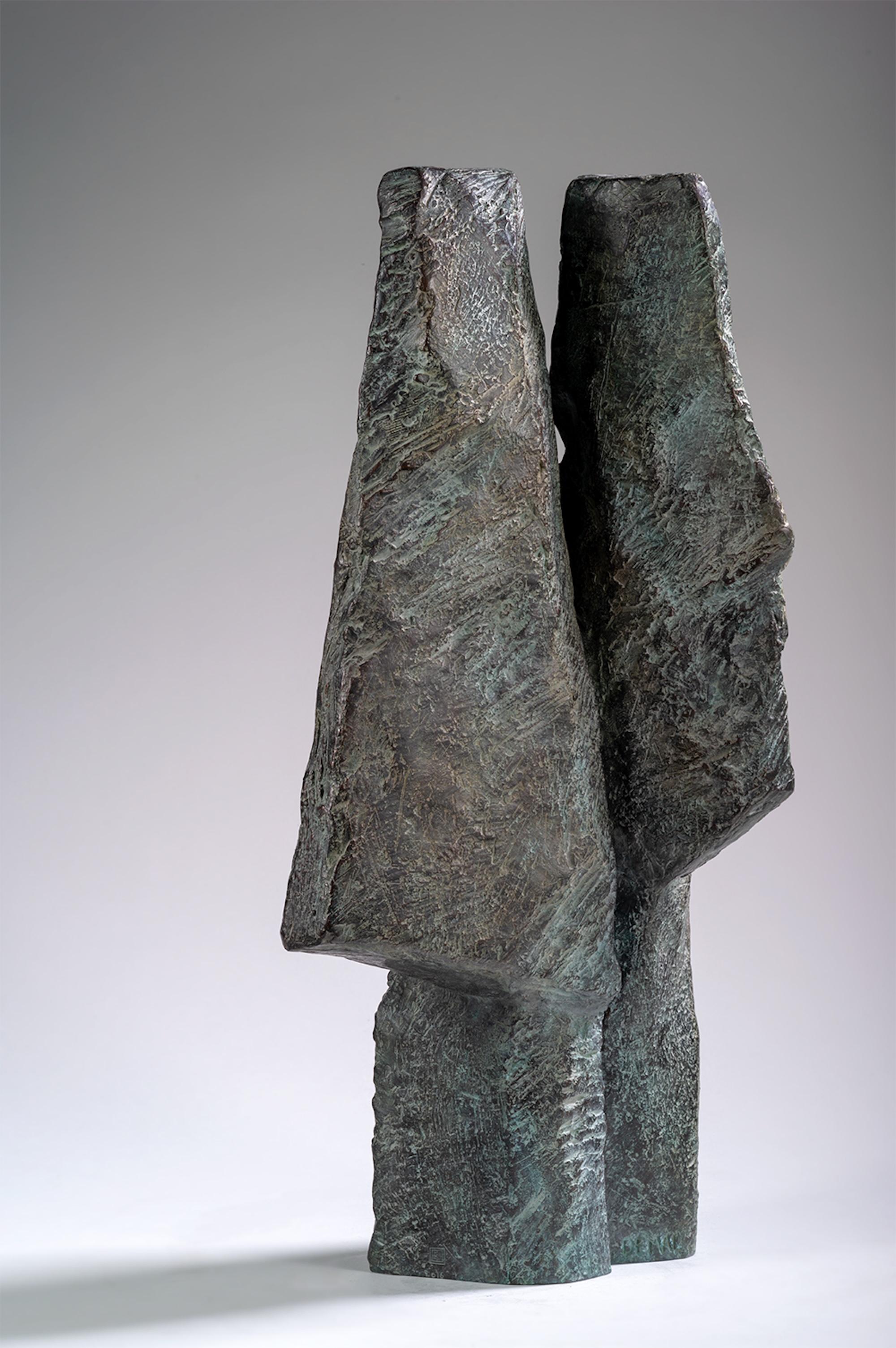 Janus Heads by Martine Demal - Bronze Sculpture, Double-Sided Head, Myth