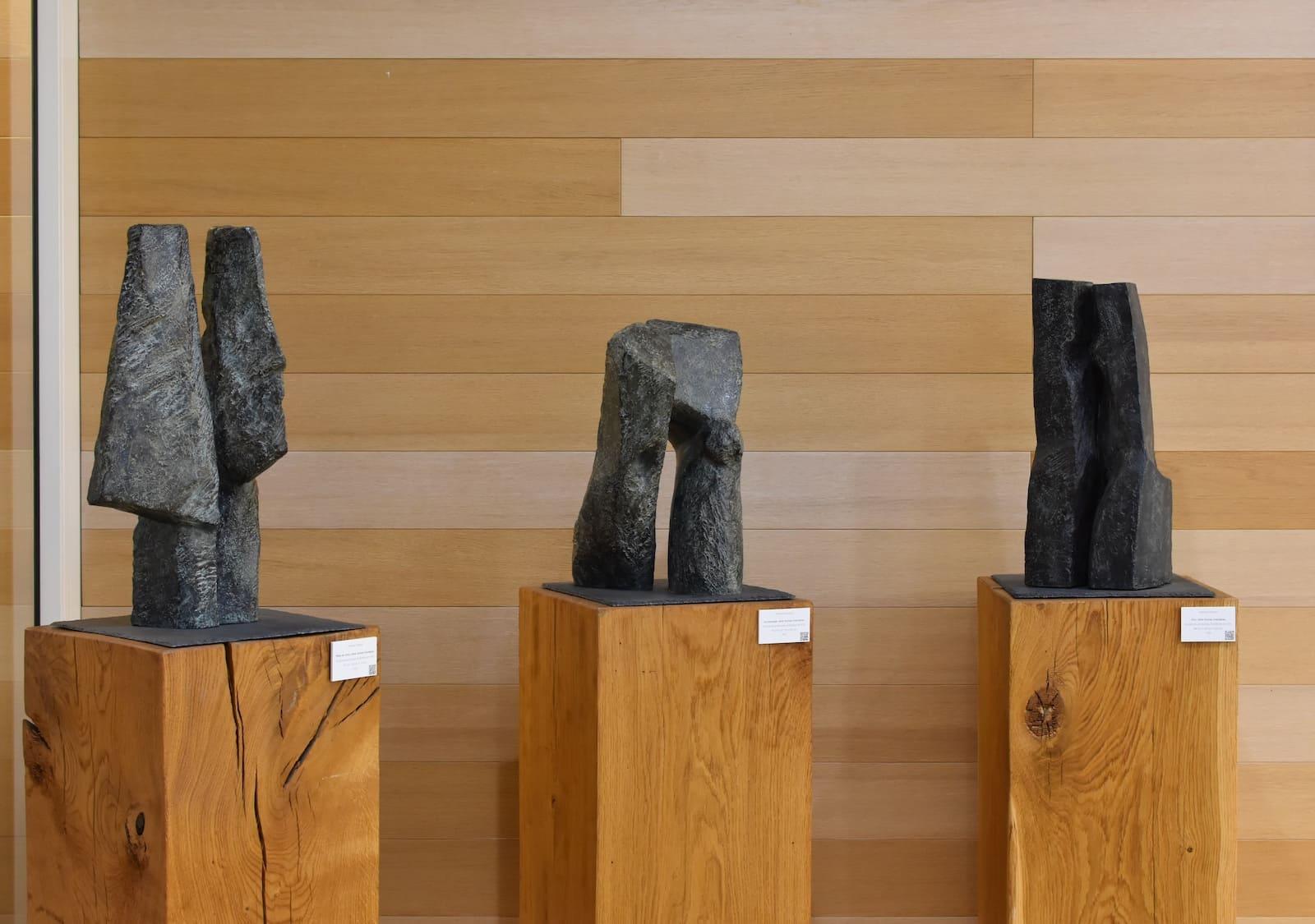 Cabezas de Jano de Martine Demal - Escultura contemporánea de bronce, abstracta, gris en venta 4