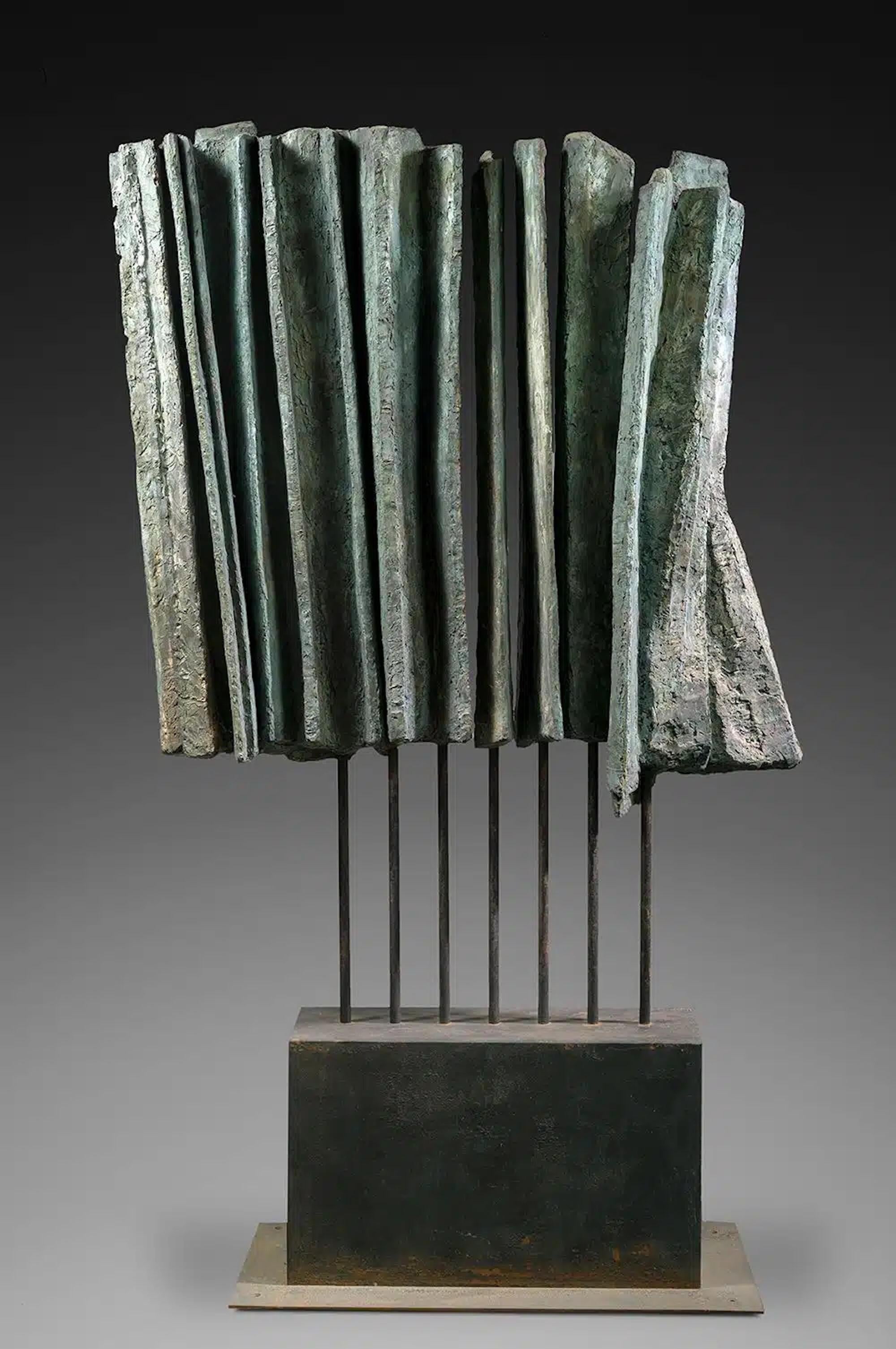 Large Vibration by Martine Demal - 6.9ft high bronze sculpture, abstract art
