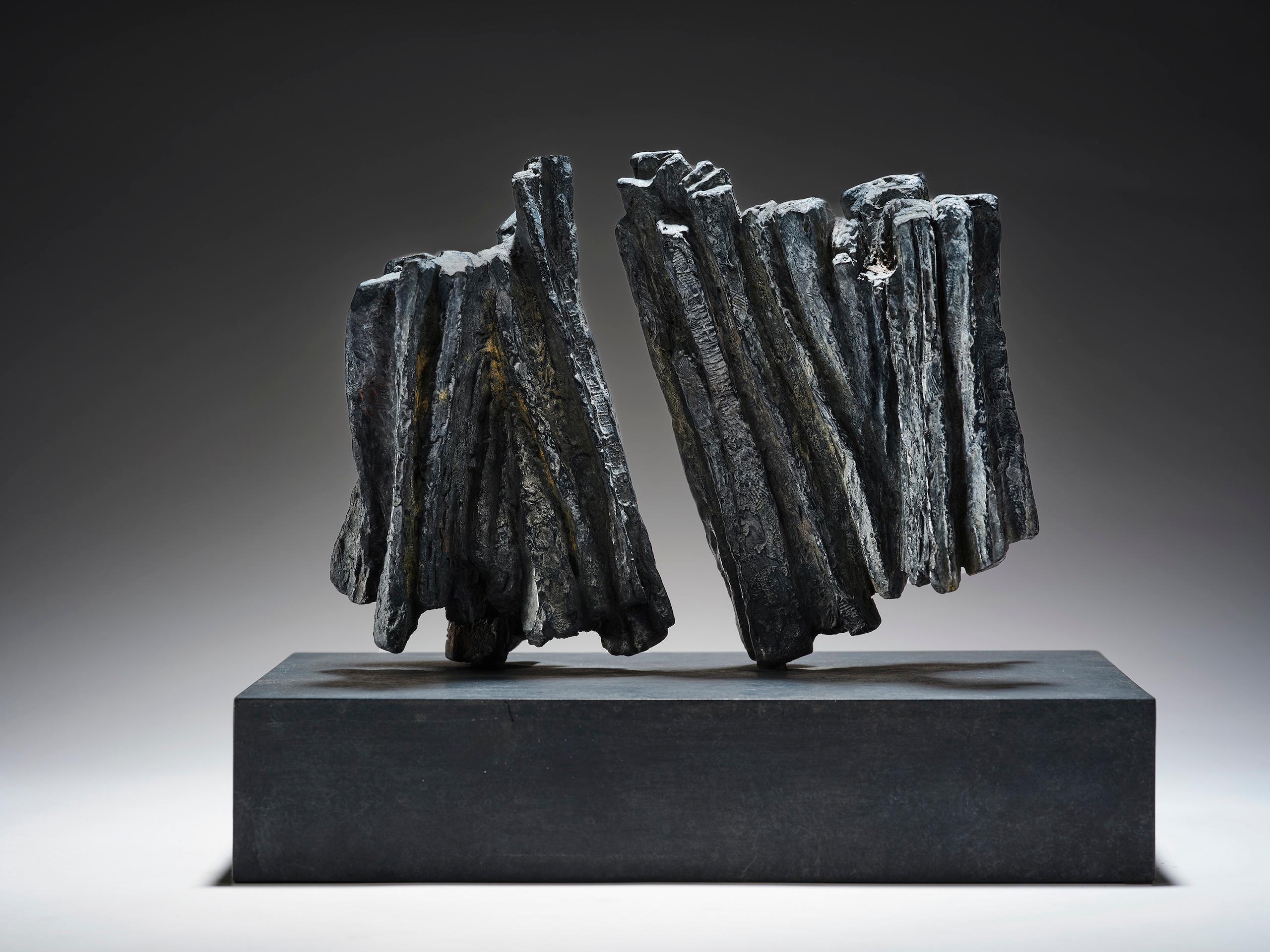 L’une ne va pas sans l’autre by Martine Demal - Bronze sculpture, abstract, dark For Sale 1