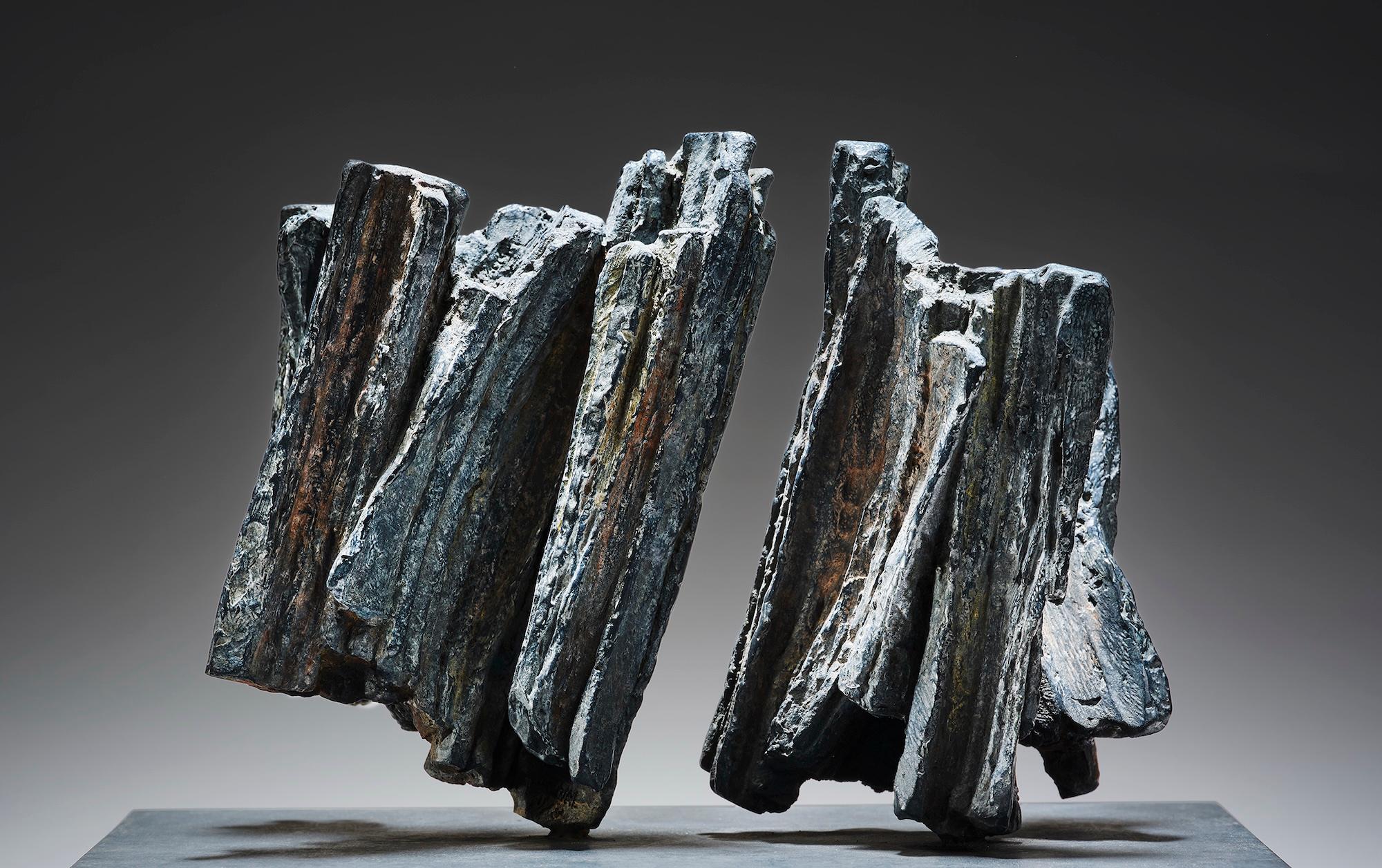 L'une ne va pas sans l'autre de Martine Demal - Sculpture en bronze, abstraite, sombre en vente 2