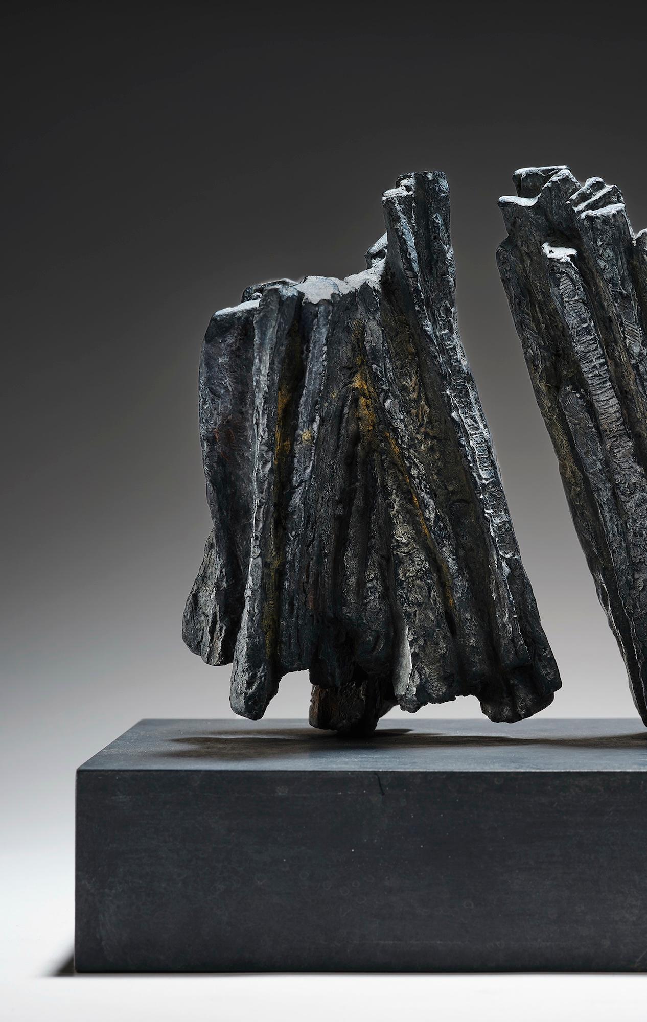 L’une ne va pas sans l’autre by Martine Demal - Bronze sculpture, abstract, dark For Sale 3