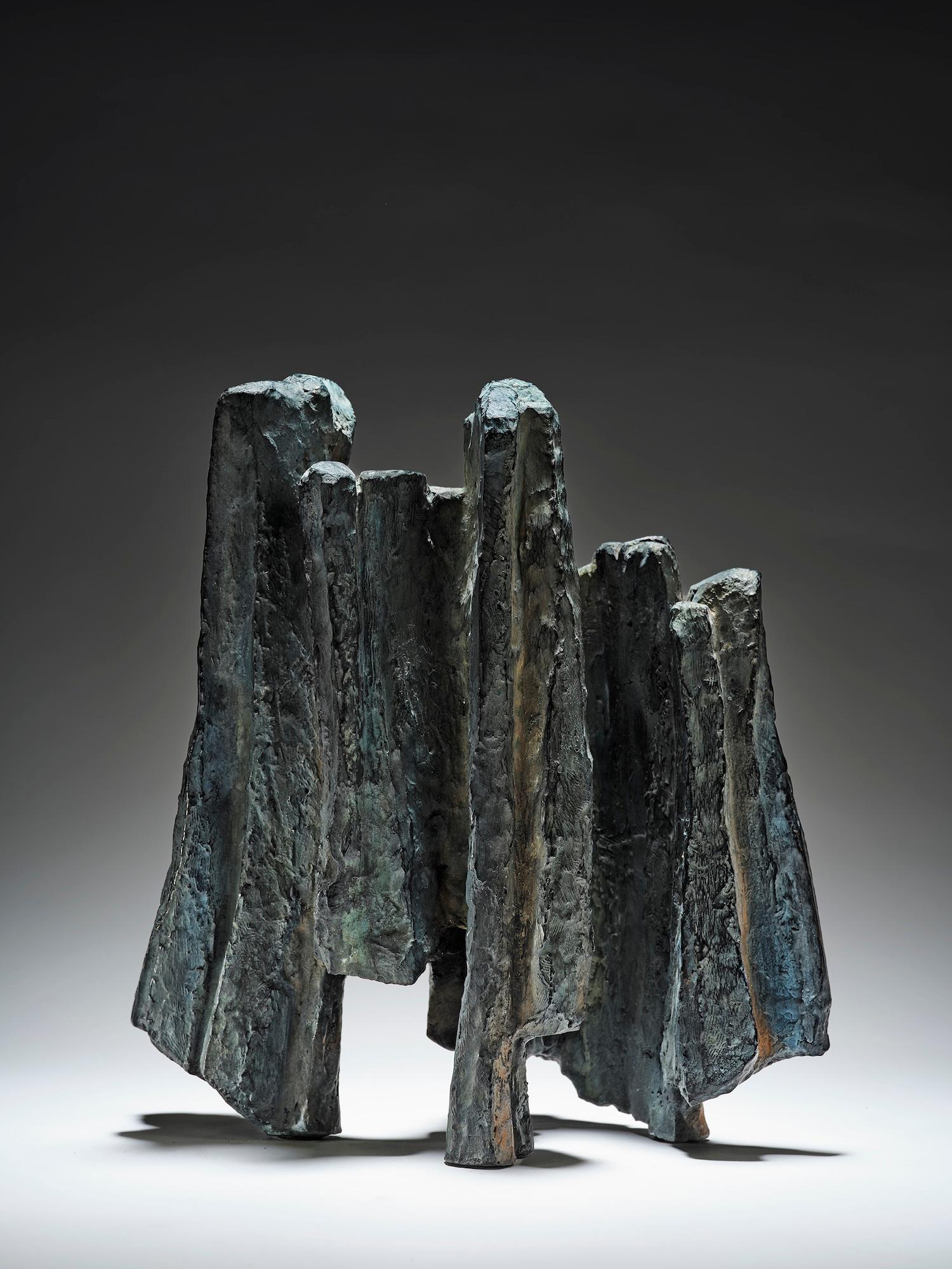 Signs and Writings No. 7 by Martine Demal - Bronze sculpture, abstract, dark For Sale 1