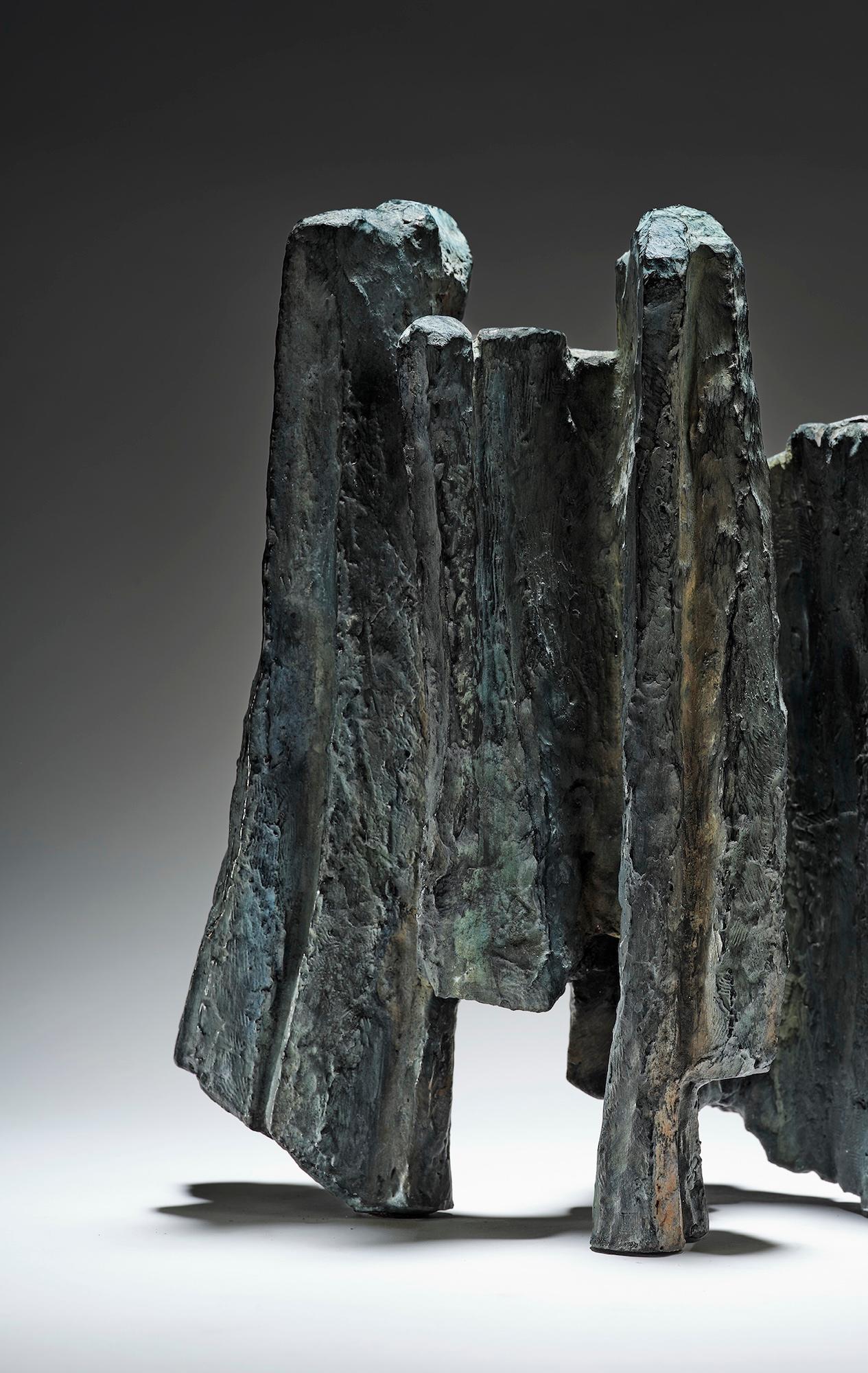 Signs and Writings No. 7 by Martine Demal - Bronze sculpture, abstract, dark For Sale 2
