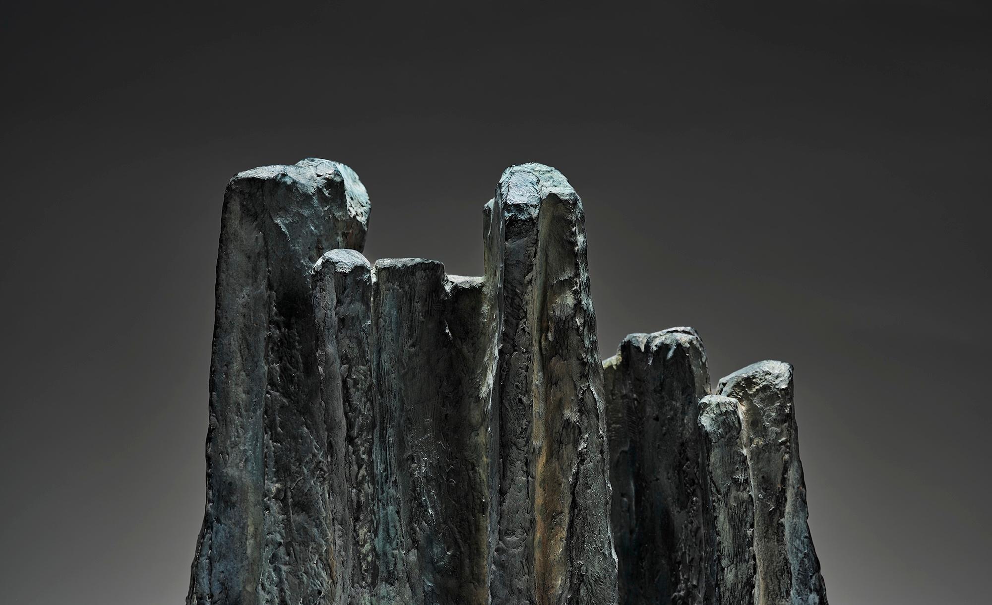Signs and Writings No. 7 by Martine Demal - Bronze sculpture, abstract, dark For Sale 5
