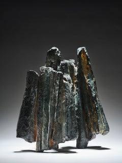 Signos y Escritos nº 7 de Martine Demal - Escultura de bronce, abstracta, oscura