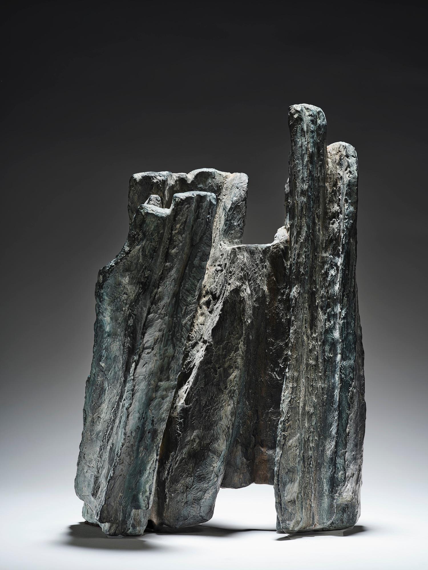 Signs and Writings No. 8 by Martine Demal - Bronze sculpture, abstract, dark For Sale 1