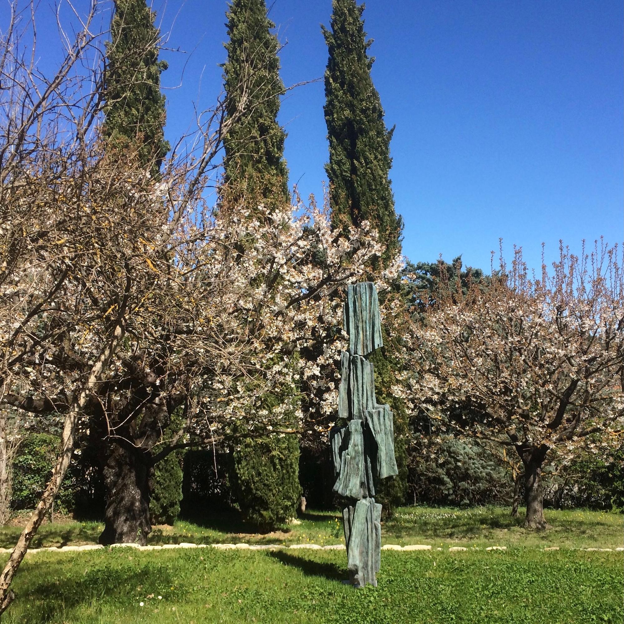 Signs & Writings No. 1 by Martine Demal - large abstract bronze sculpture, green For Sale 3