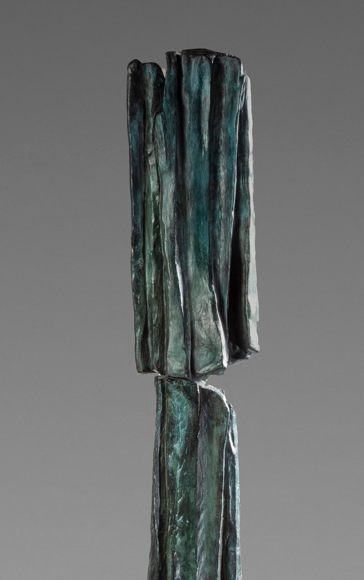 Signs & Writings No. 1 by Martine Demal - large abstract bronze sculpture, green For Sale 5
