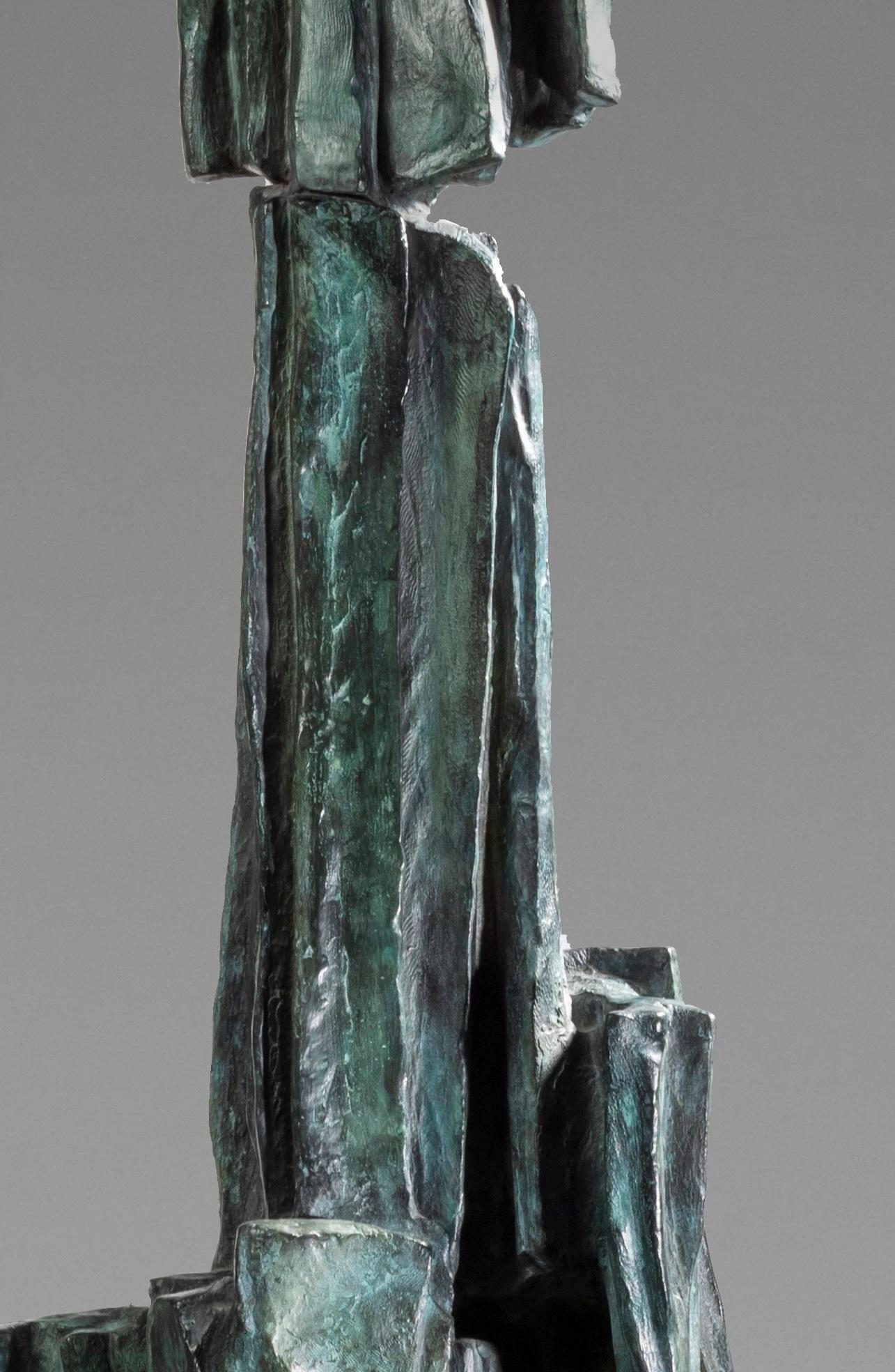 Signs & Writings No. 1 by Martine Demal - large abstract bronze sculpture, green For Sale 8